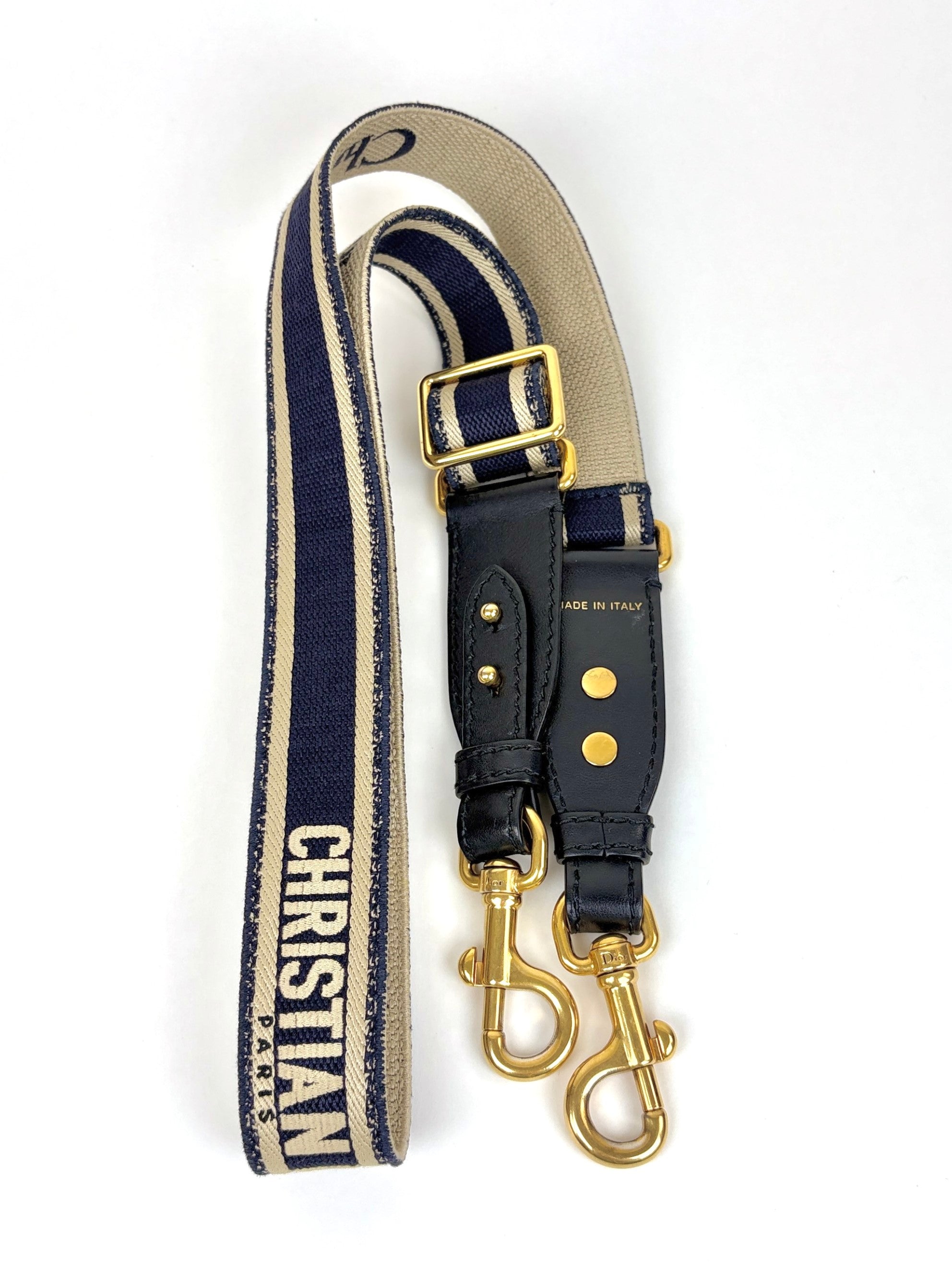 Christian Dior navy blue Embroidery adjustable Shoulder Strap