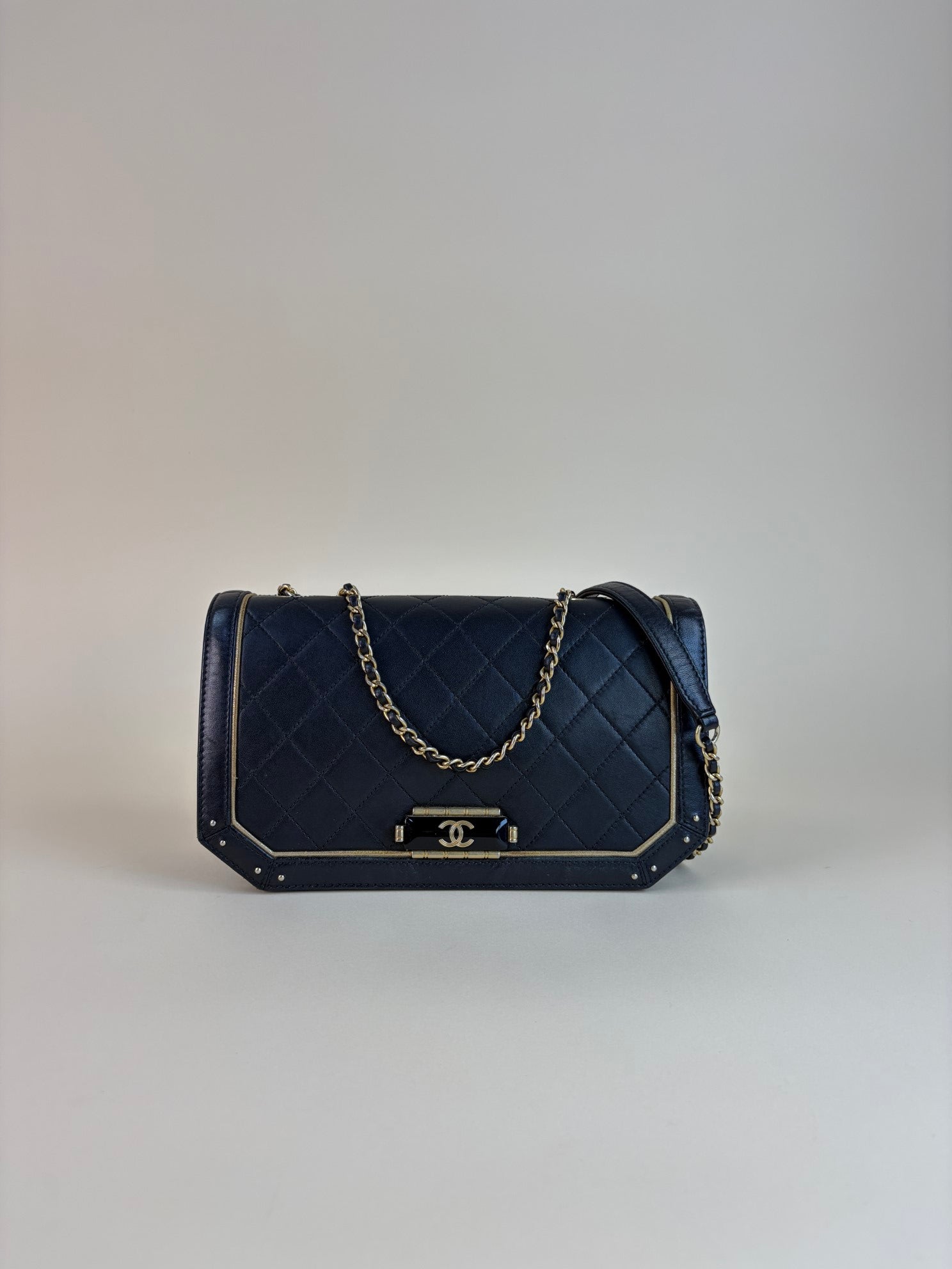Chanel Black Octagon CC Clasp Flap Bag