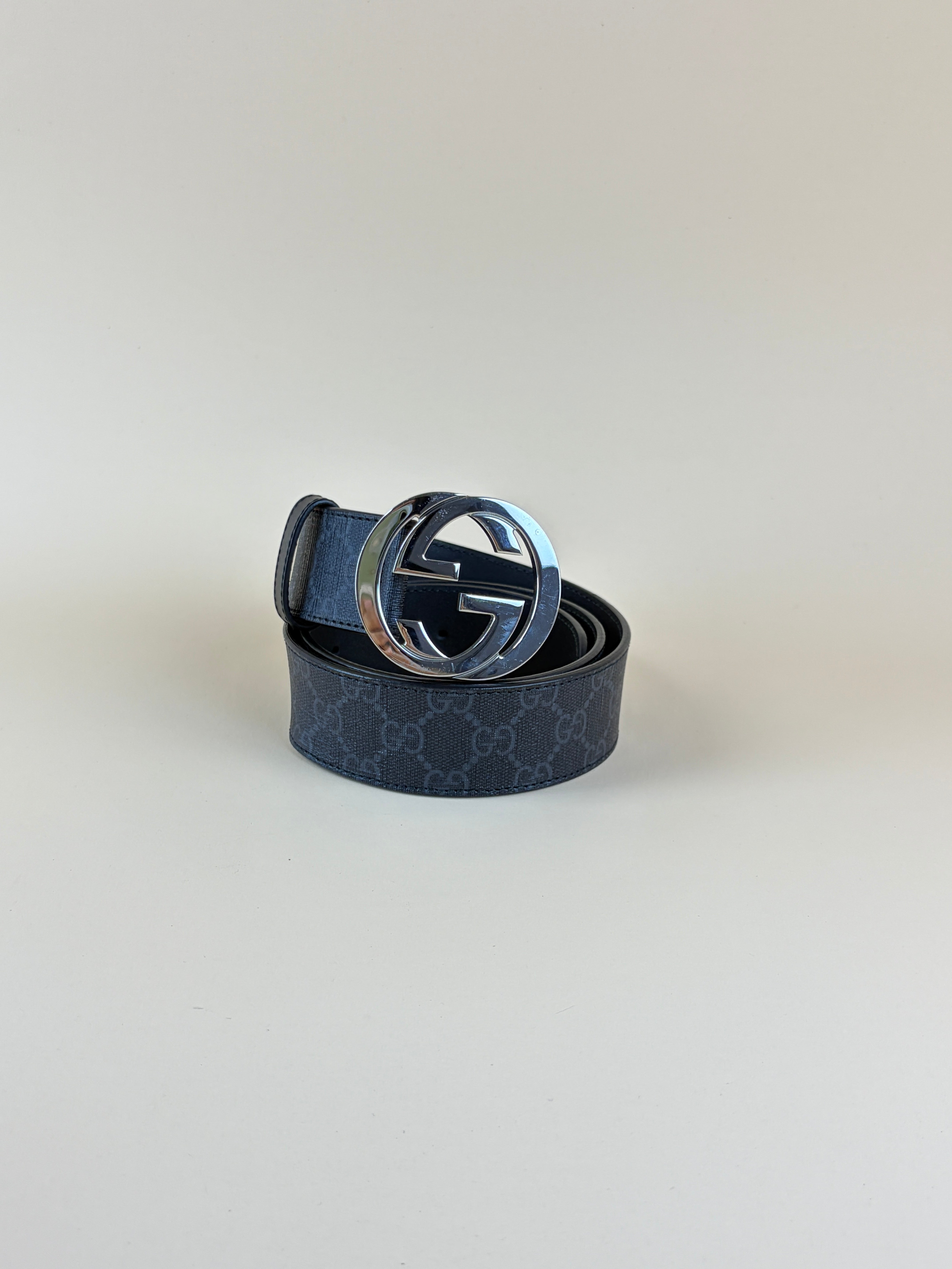 Gucci Grey GG Interlocking Belt 34