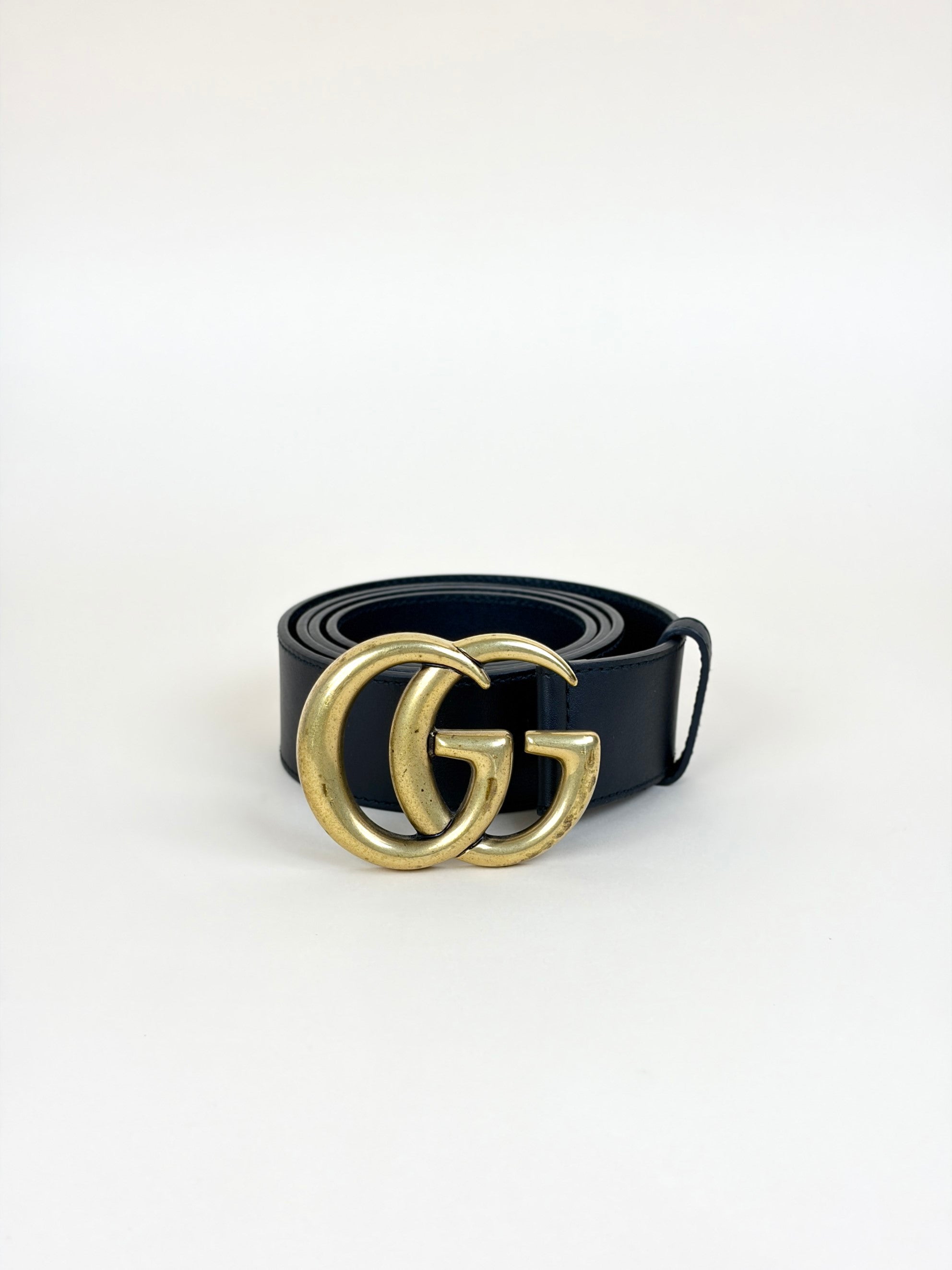 Gucci Black GG Marmont Wide Belt 38