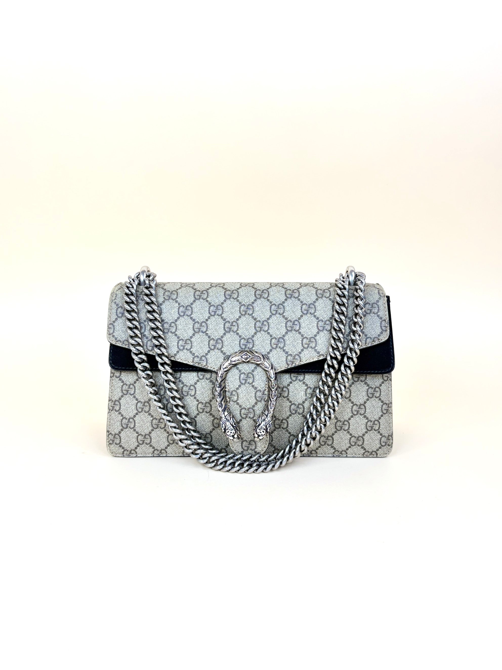 Gucci Black GG Supreme Monogram Small Dionysus Shoulder Bag