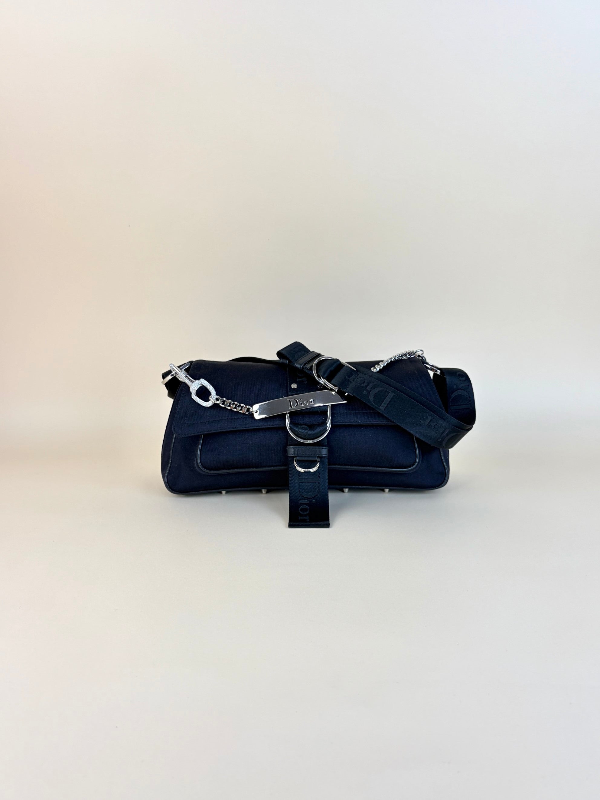 Christian Dior Vintage Black Fabric Hardcore Shoulder Bag