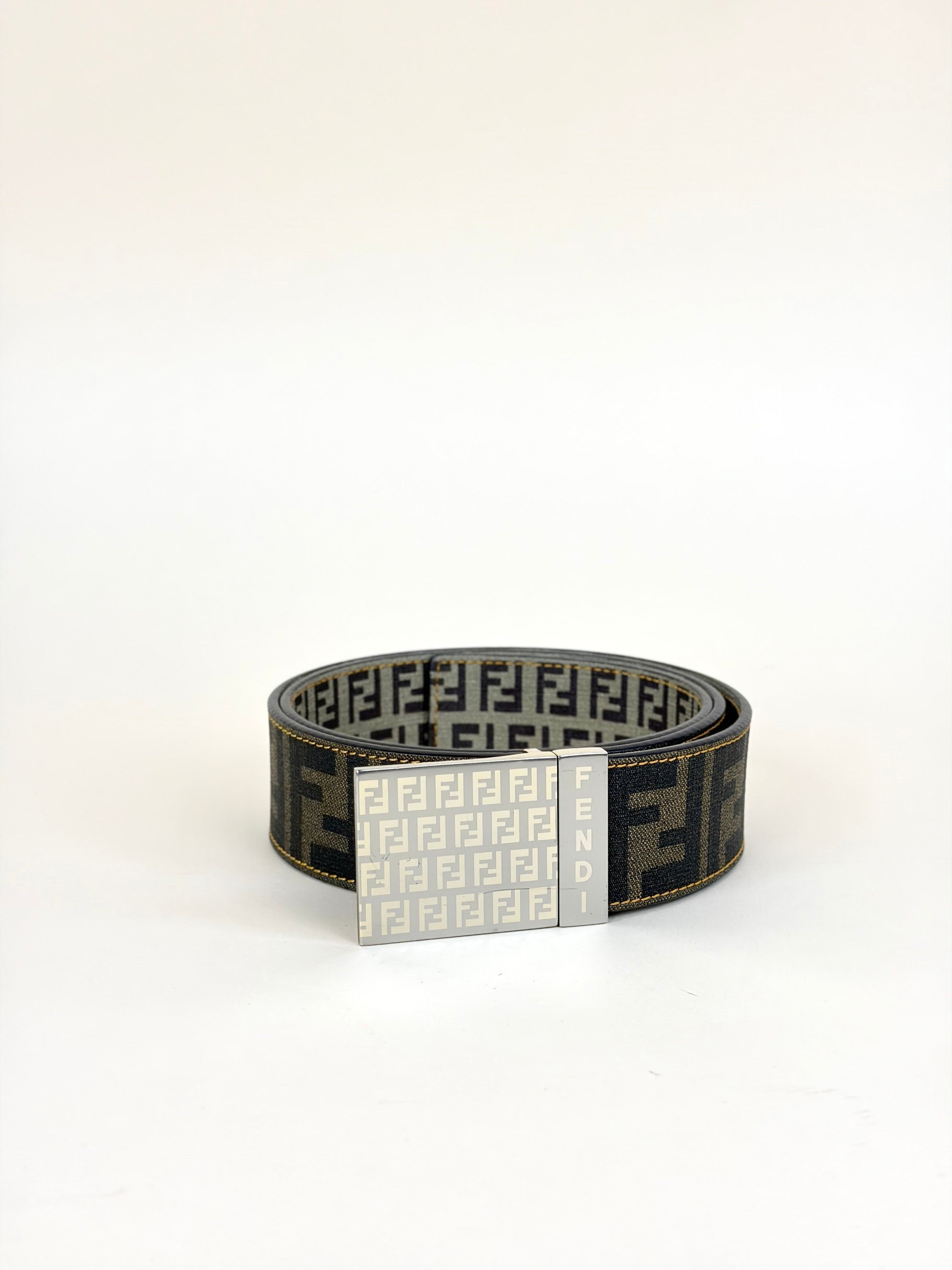 Fendi Bicolor Zucca Zucchino Reversible Buckle Belt