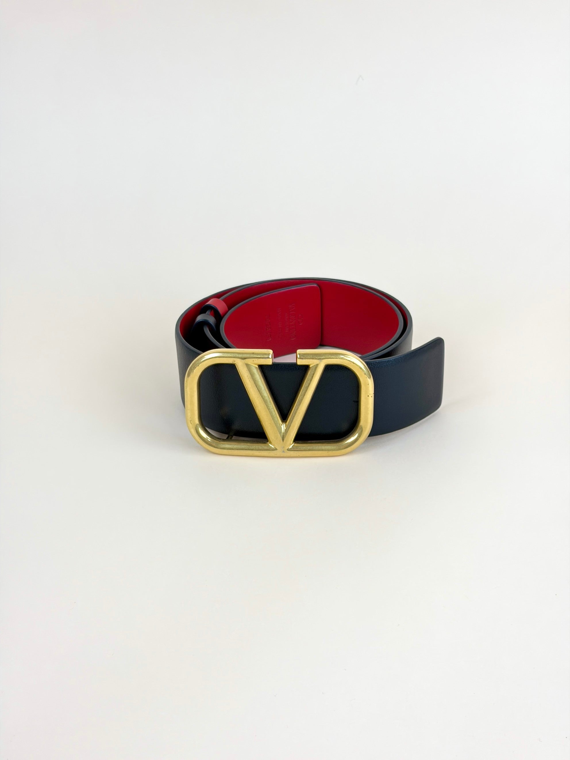 Valentino Bicolor Reversible Vlogo Signature Glossy 40mm Belt 28