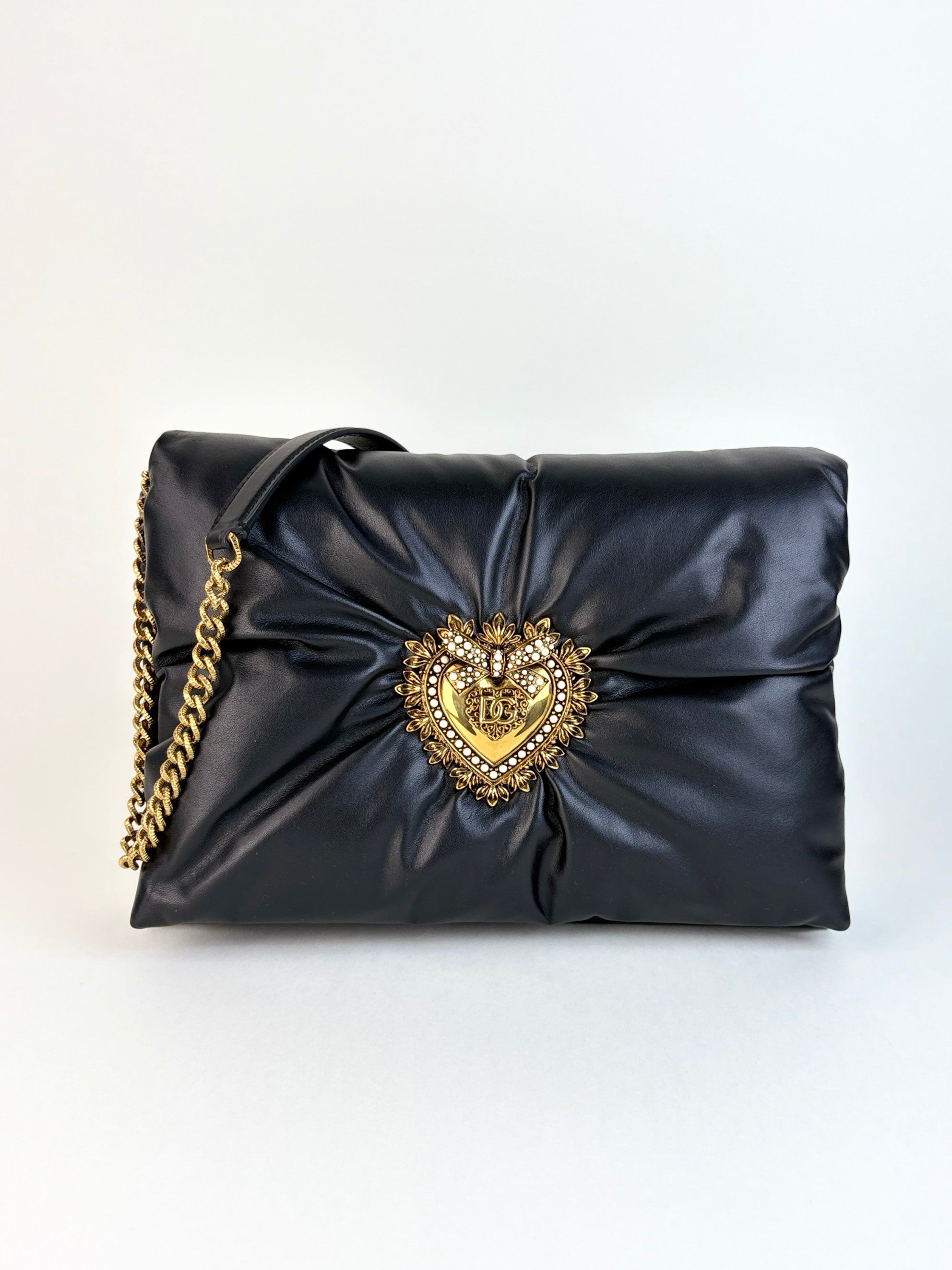 Dolce & Gabbana Black Devotionsoft padded Nappa leather Shoulder Bag