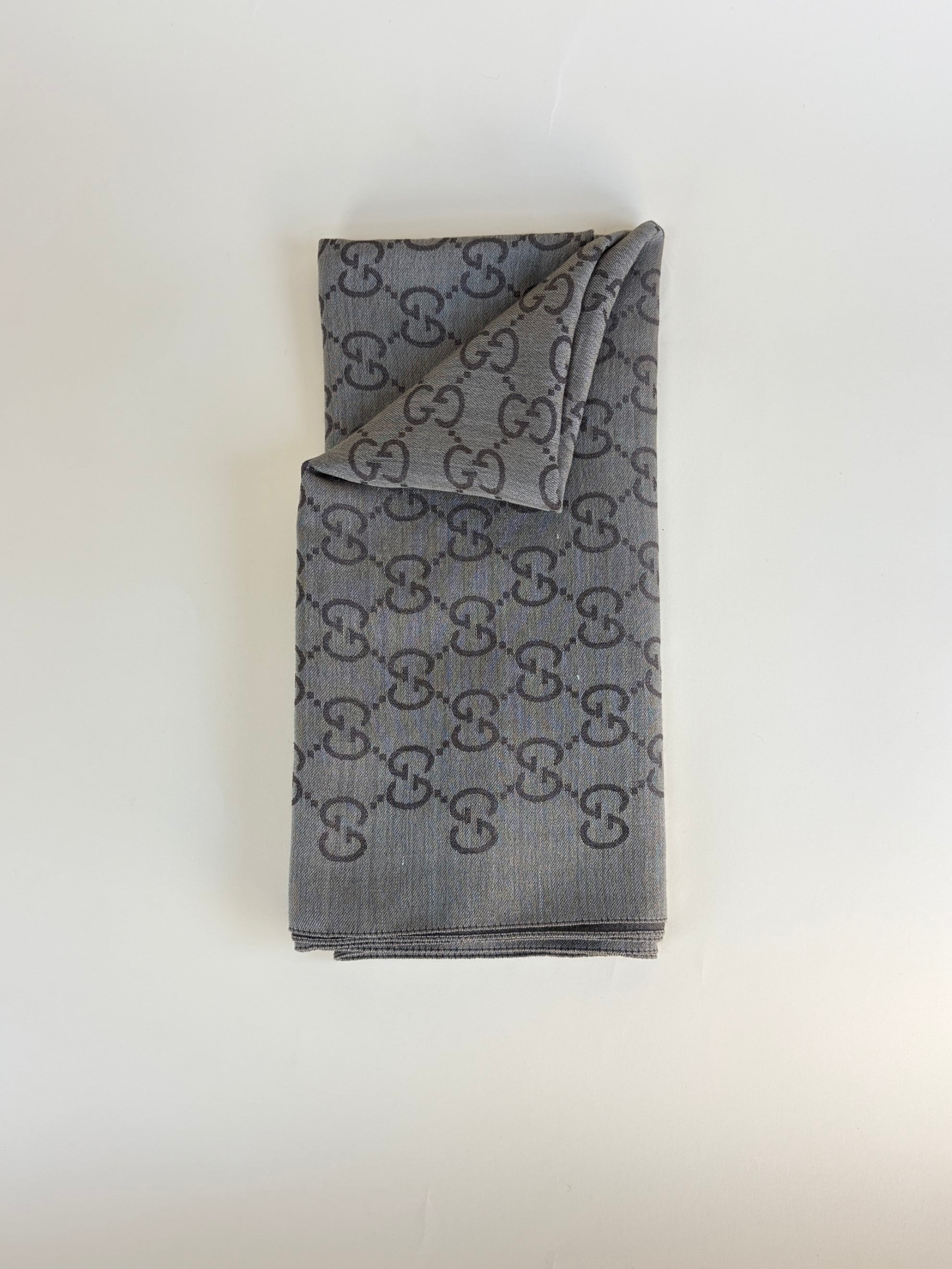 Gucci Brown GG Wool Silk Scarf