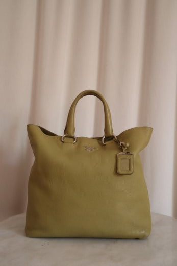Prada Green Vitello Daino Tote Bag-handbag-Prada-The Closet Egypt