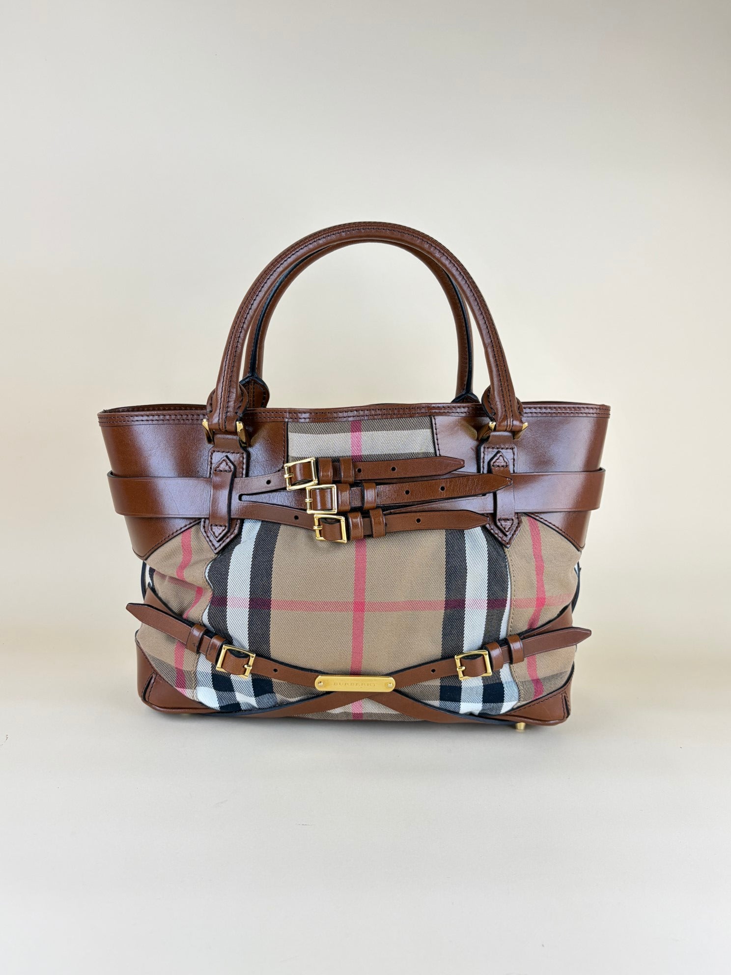 Burberry Brown Lynher Medium House Check Tote Bag