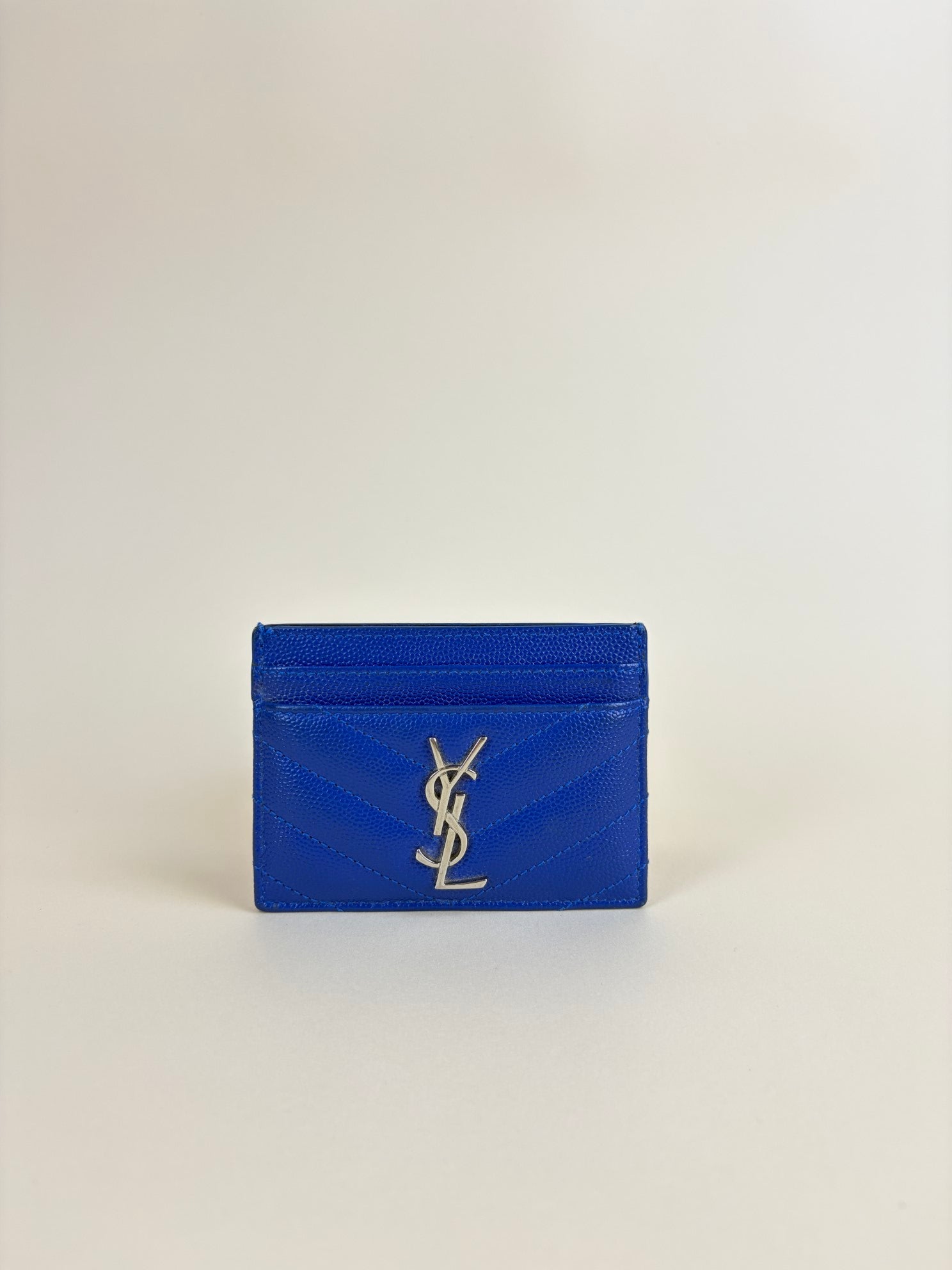 YSL Blue Cassandre Matelasse Card Holder
