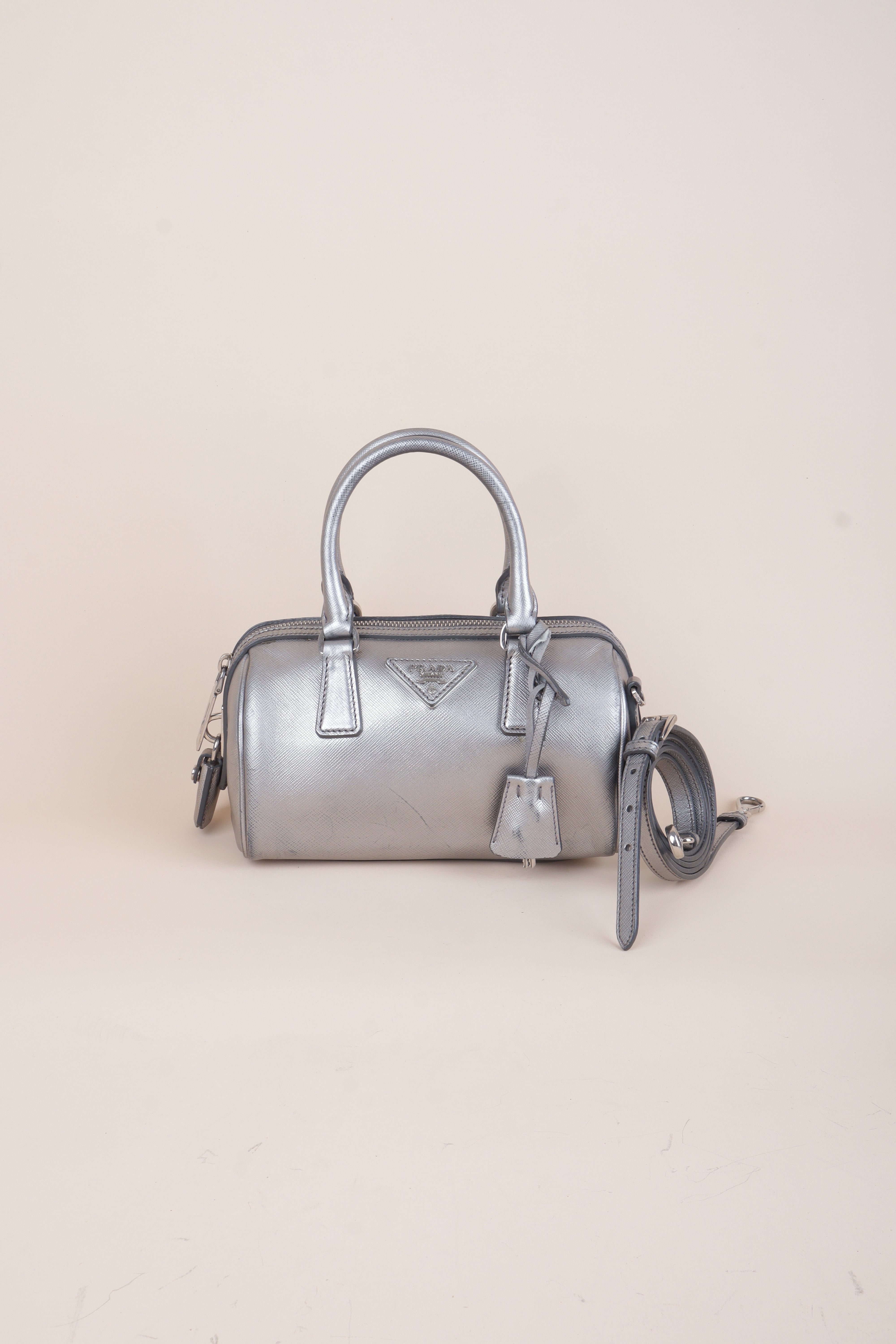 PRADA silver metallic saffino