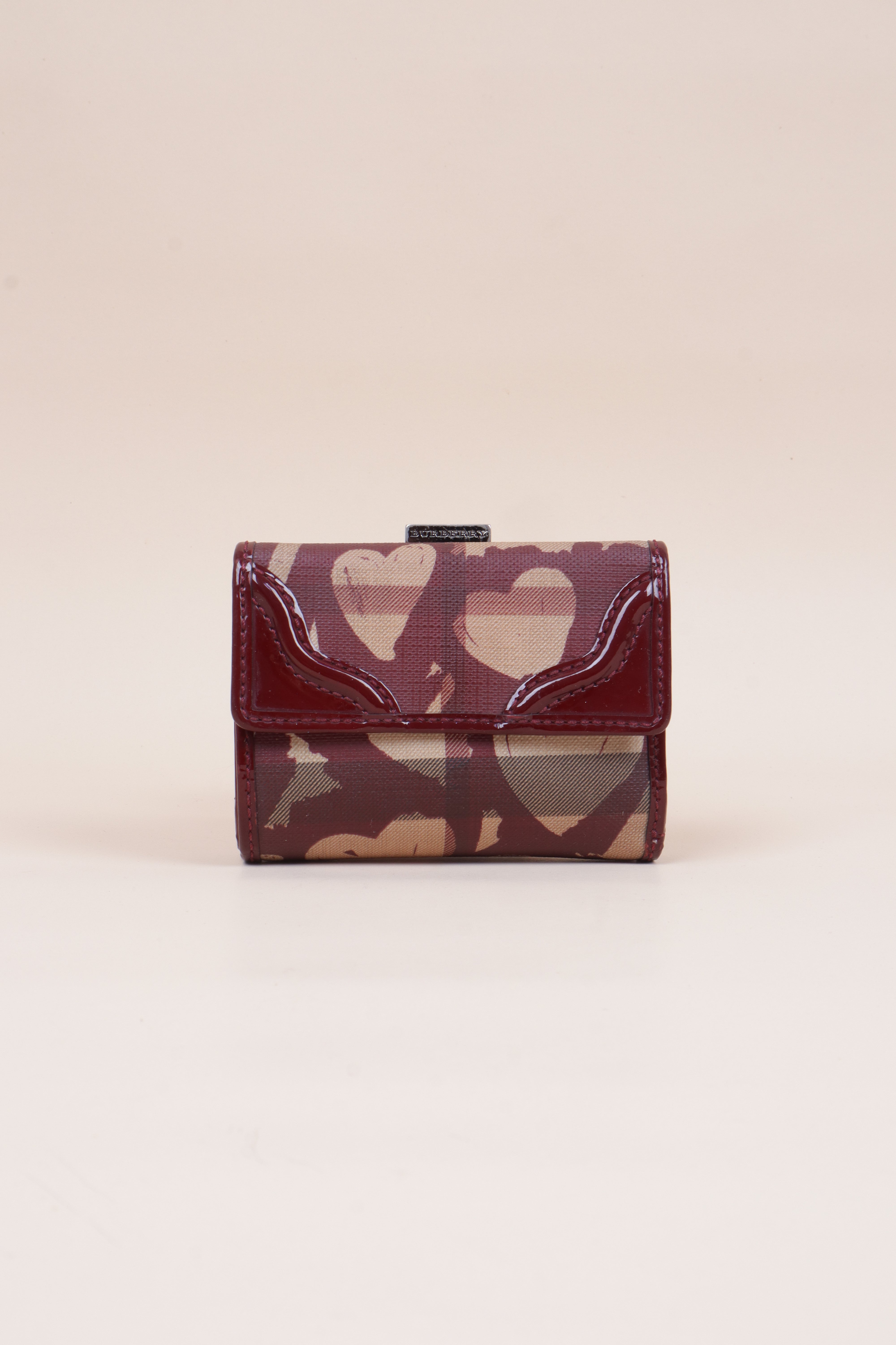 Burberry Berry Red Nova Check Heart Compact Wallet