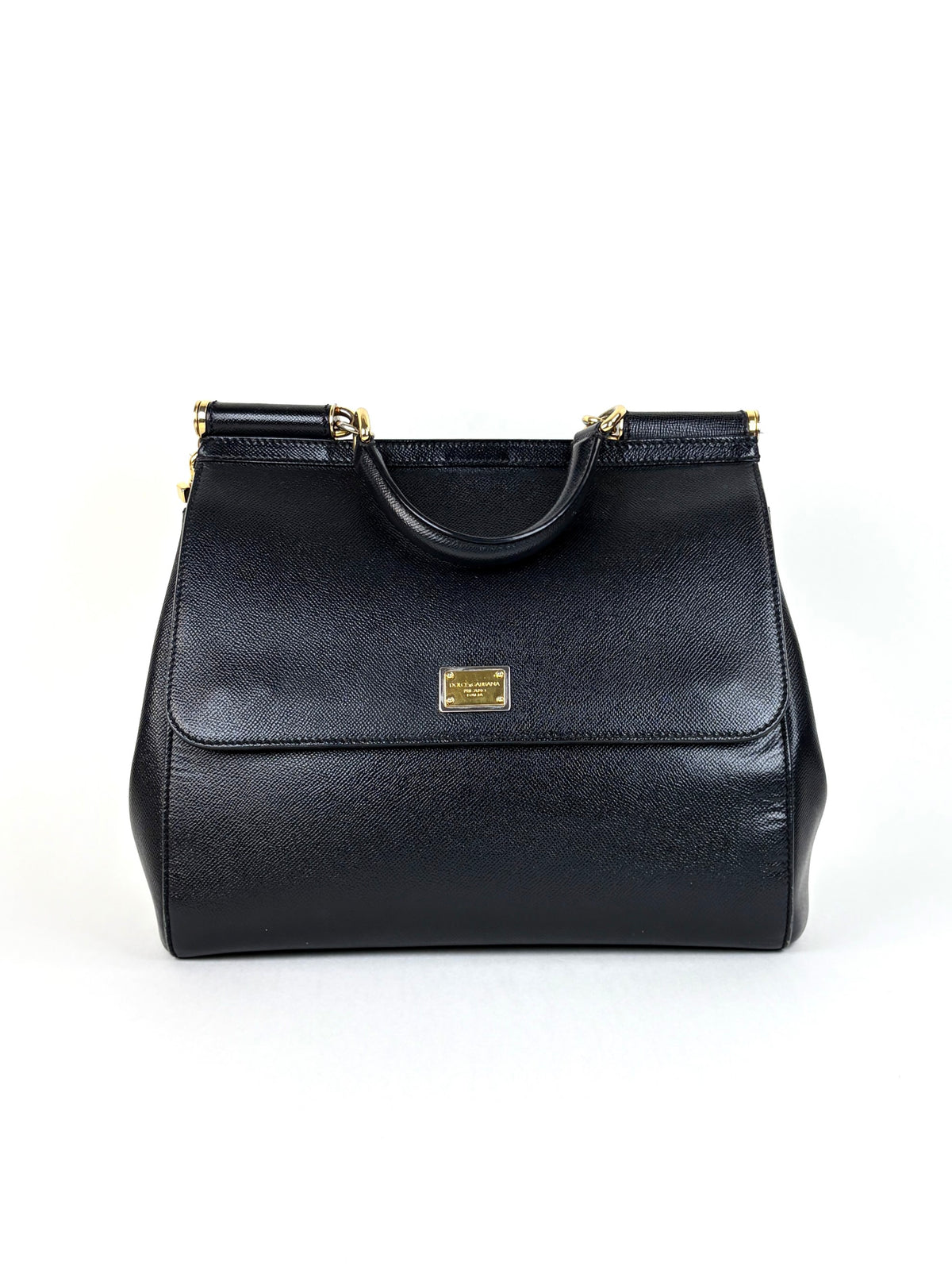 DOLCE &GABBANA black dauphine calfskin maxi Sicily