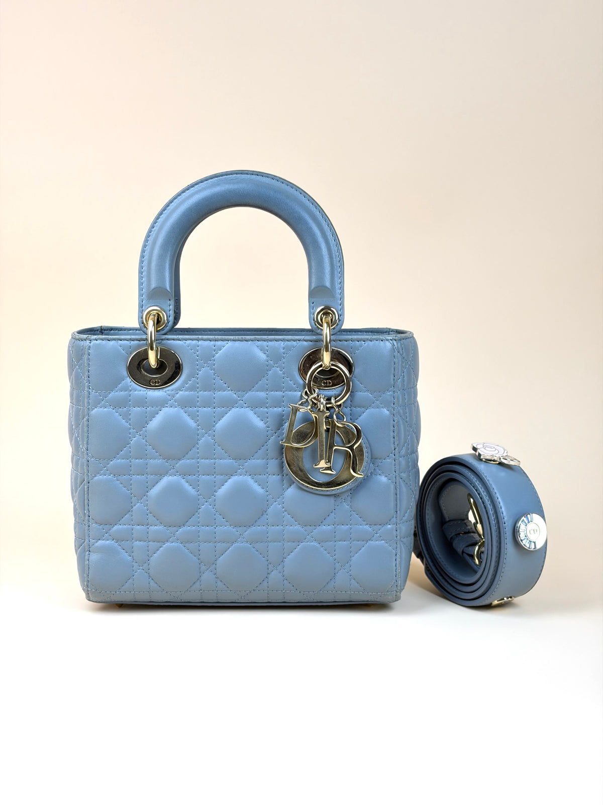 Christian Dior grey cannage lambskin small lady dior my abcd