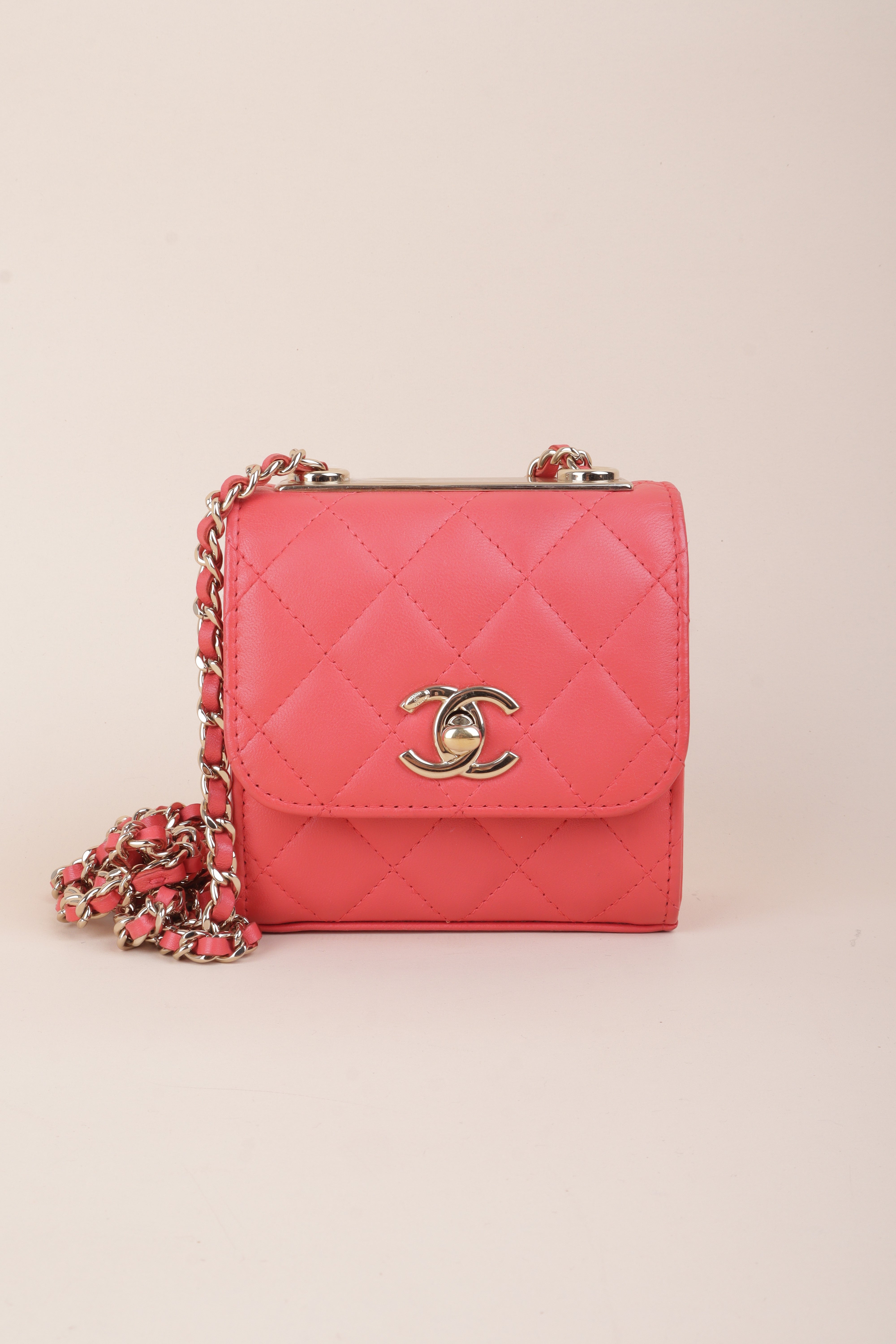 Chanel red CC Mini Trendy Clutch with Chain