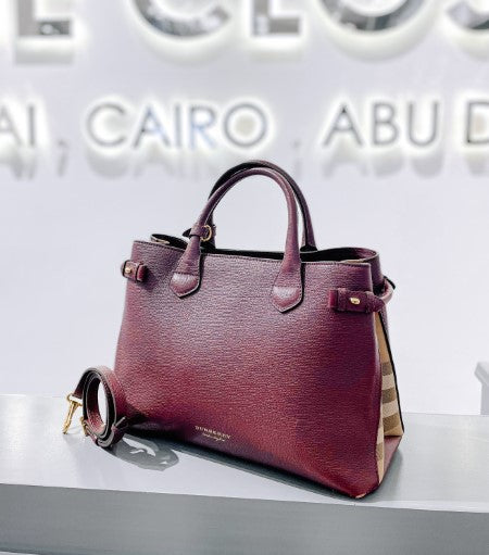 Burberry Burgundy Banner Tote Medium Bag-handbag-Burberry-The Closet Egypt