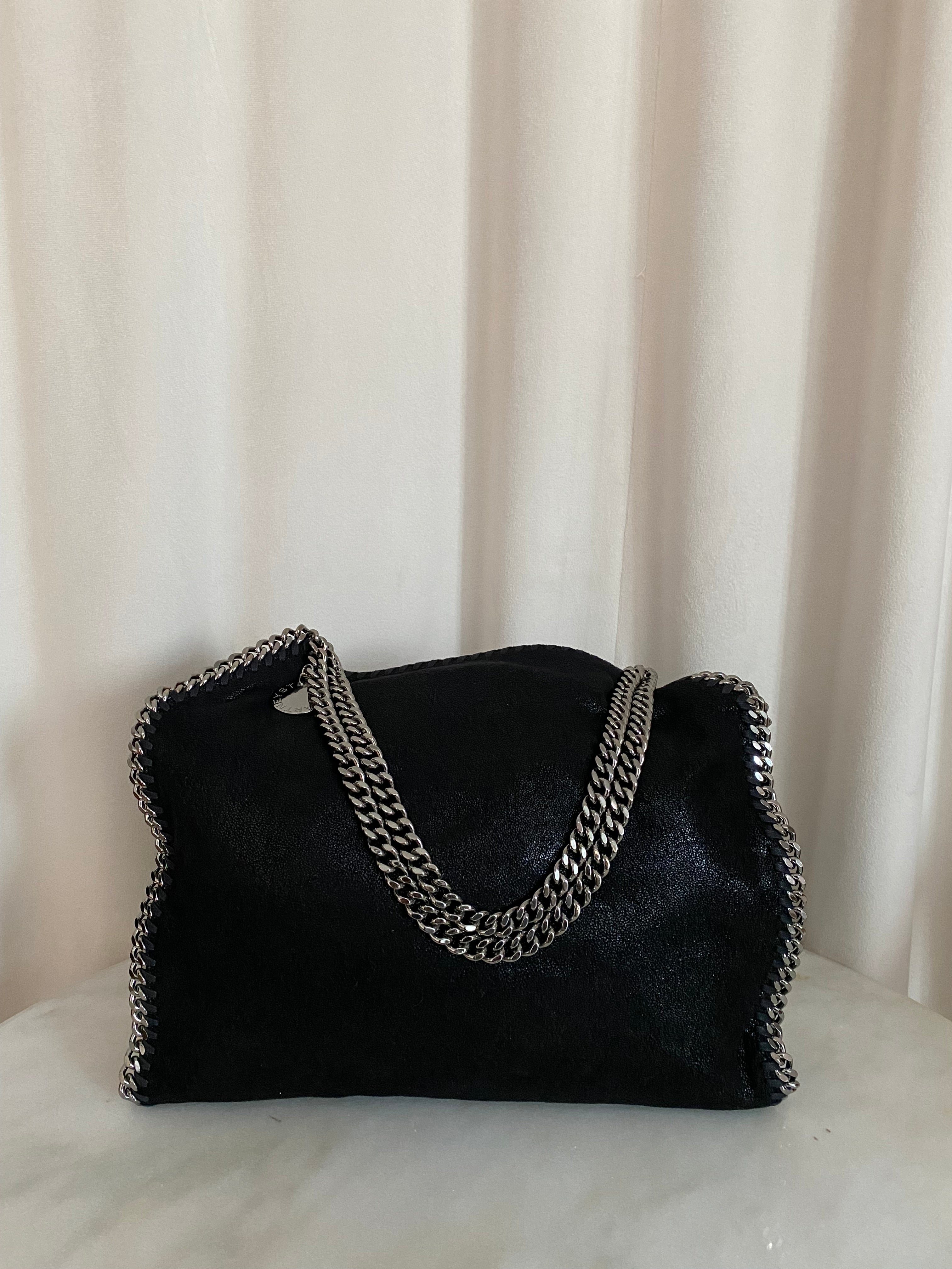 Stella Mccartney Black Falabella Medium Bag W/ Chain-handbag-Stella Mccartney-The Closet Egypt