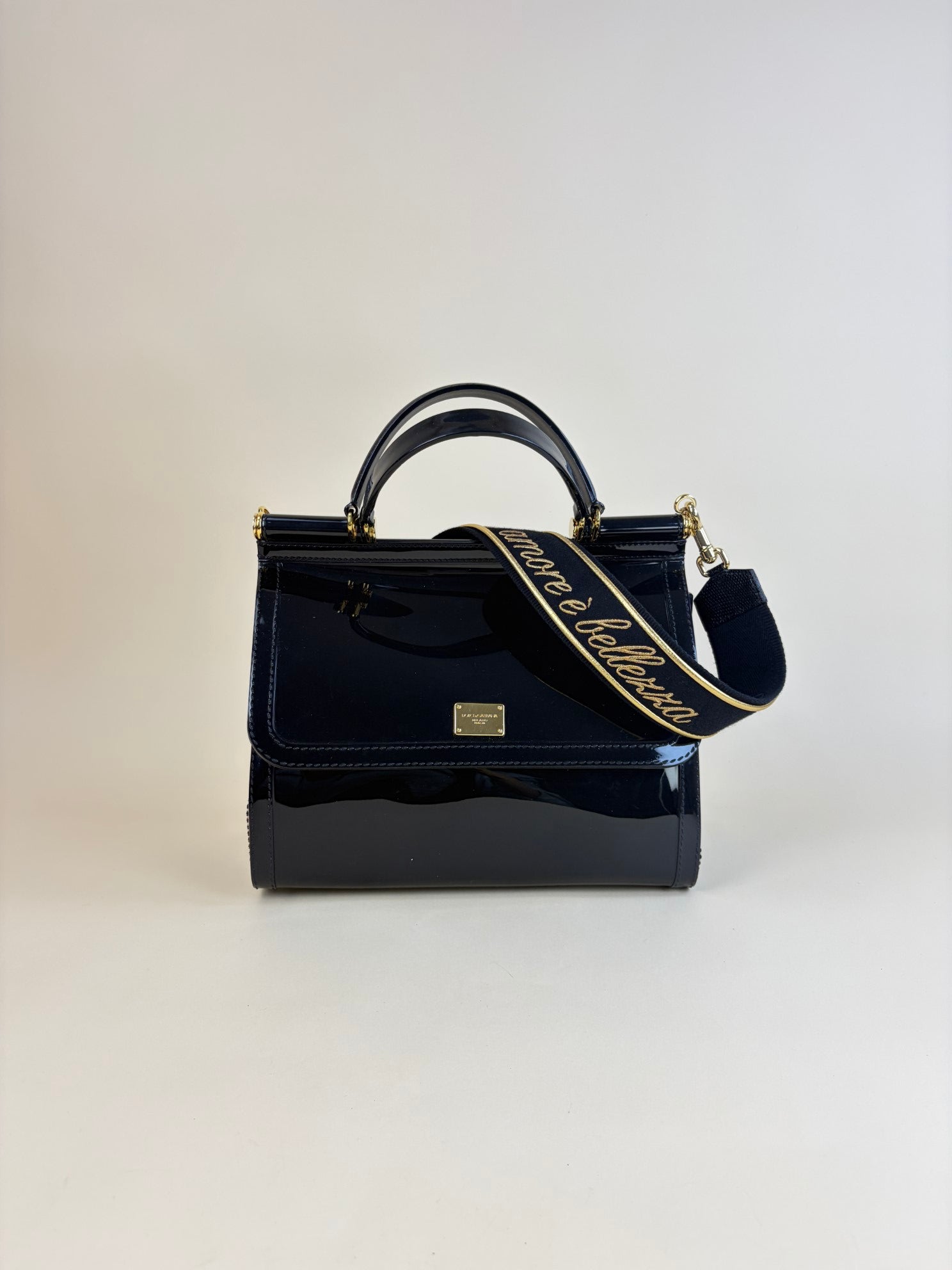 Dolce & Gabbana Black Rubber Sicily Bag