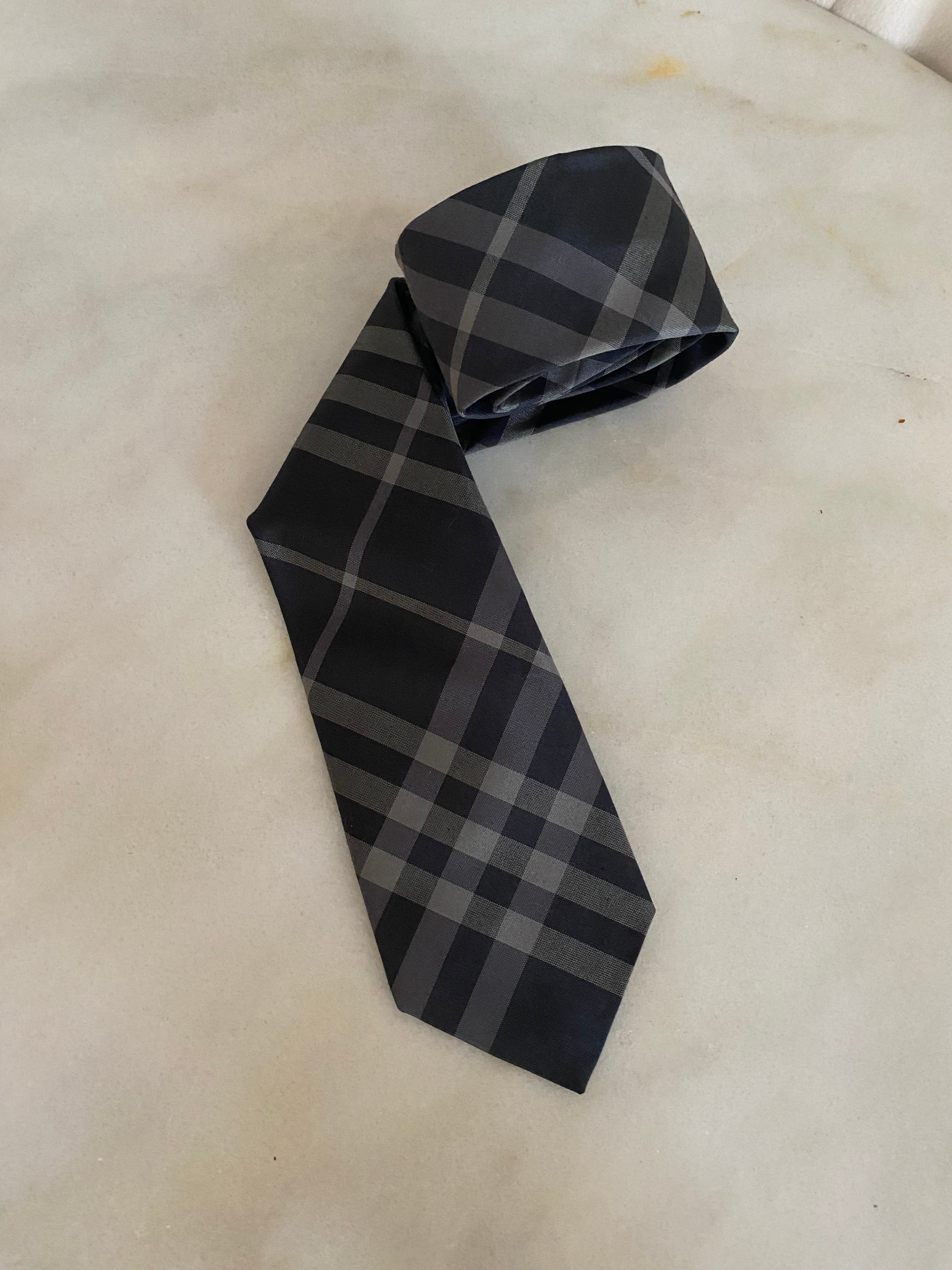 Burberry Grey Beat Check Neck Tie-Neck Tie-Burberry-The Closet Egypt