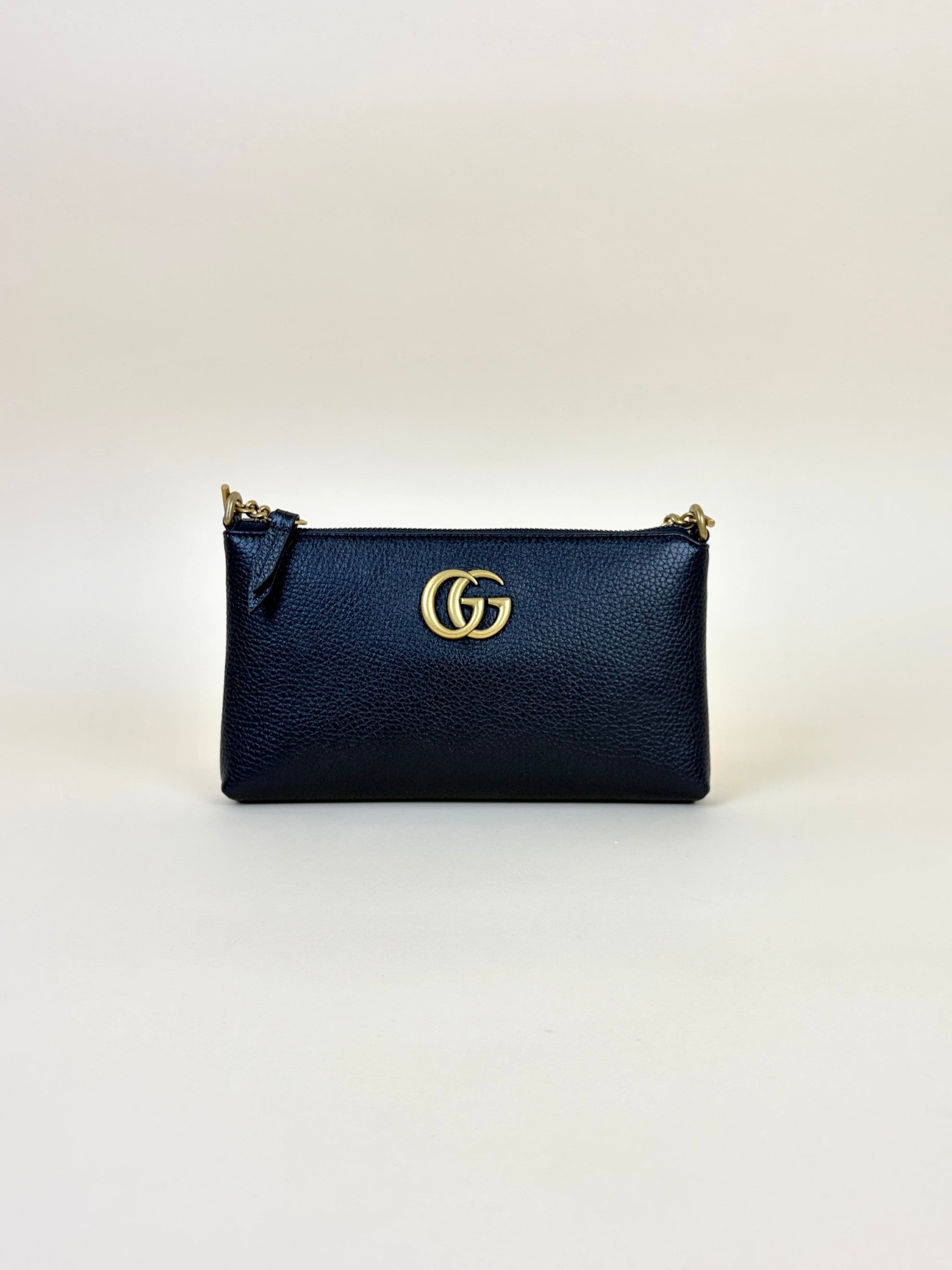 Gucci Black Zip Chain Crossbody Bag