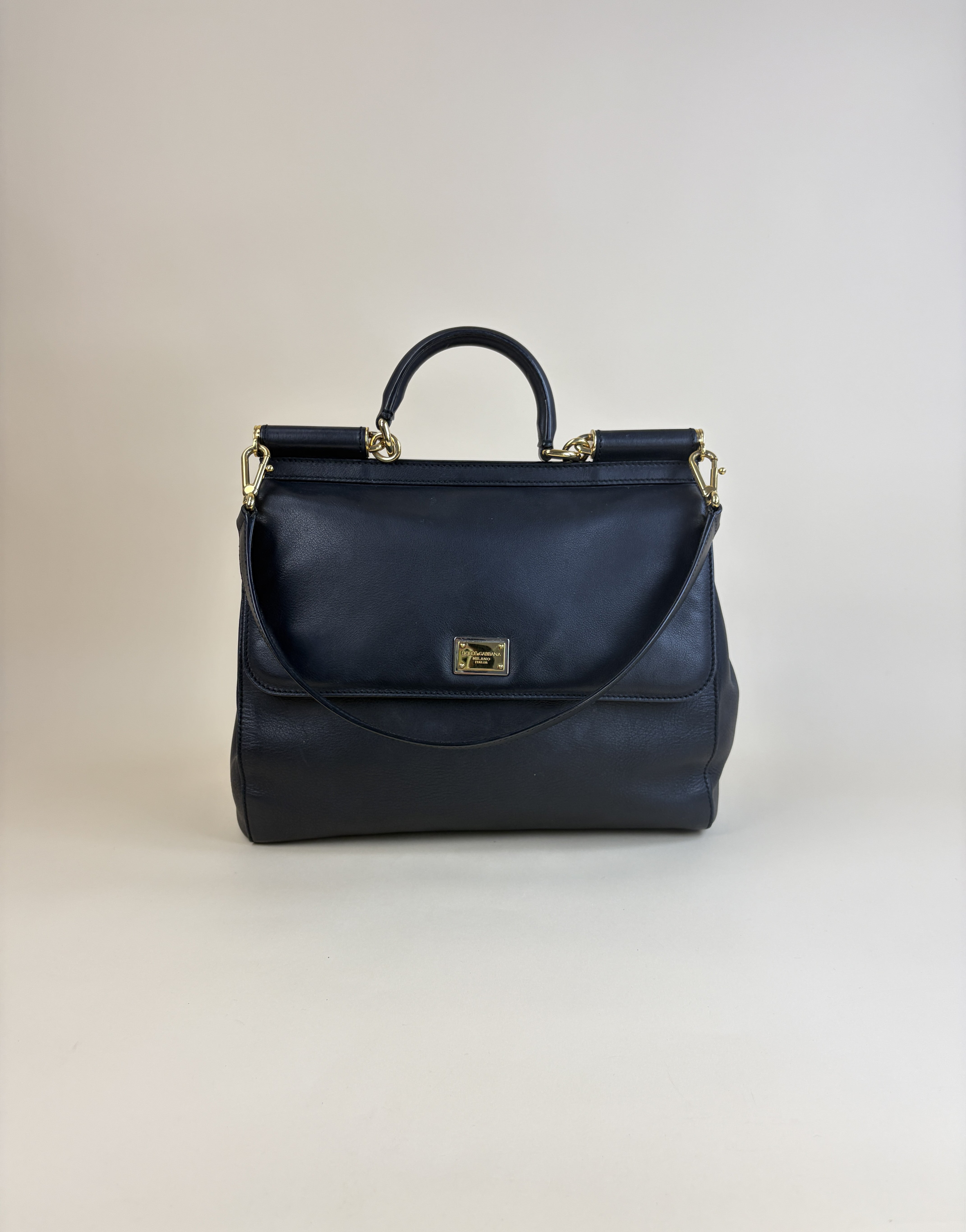 Dolce & Gabbana Black Maxi Sicily Handbag with Strap