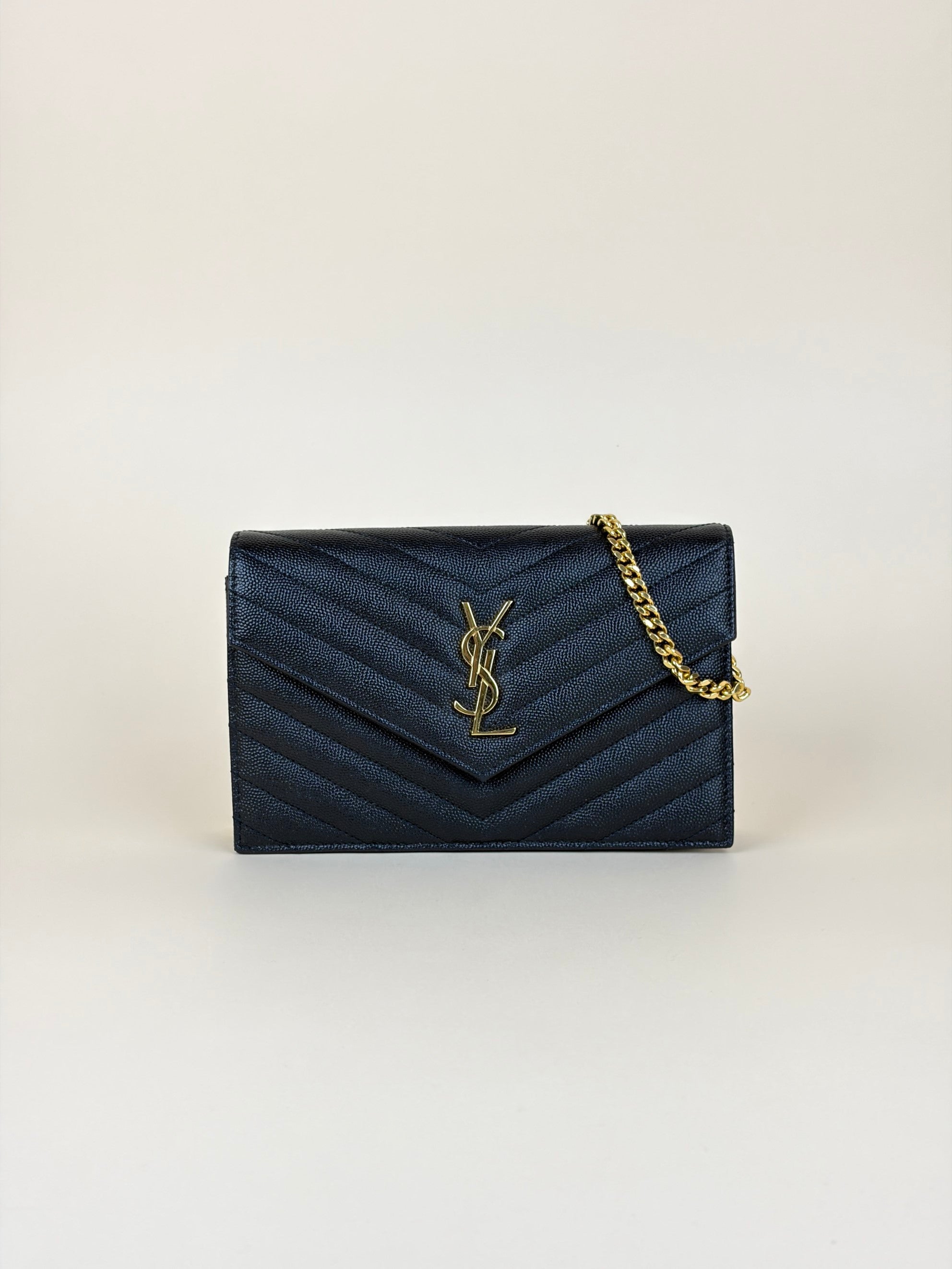YSL black Cassandre envelope Wallet On Chain