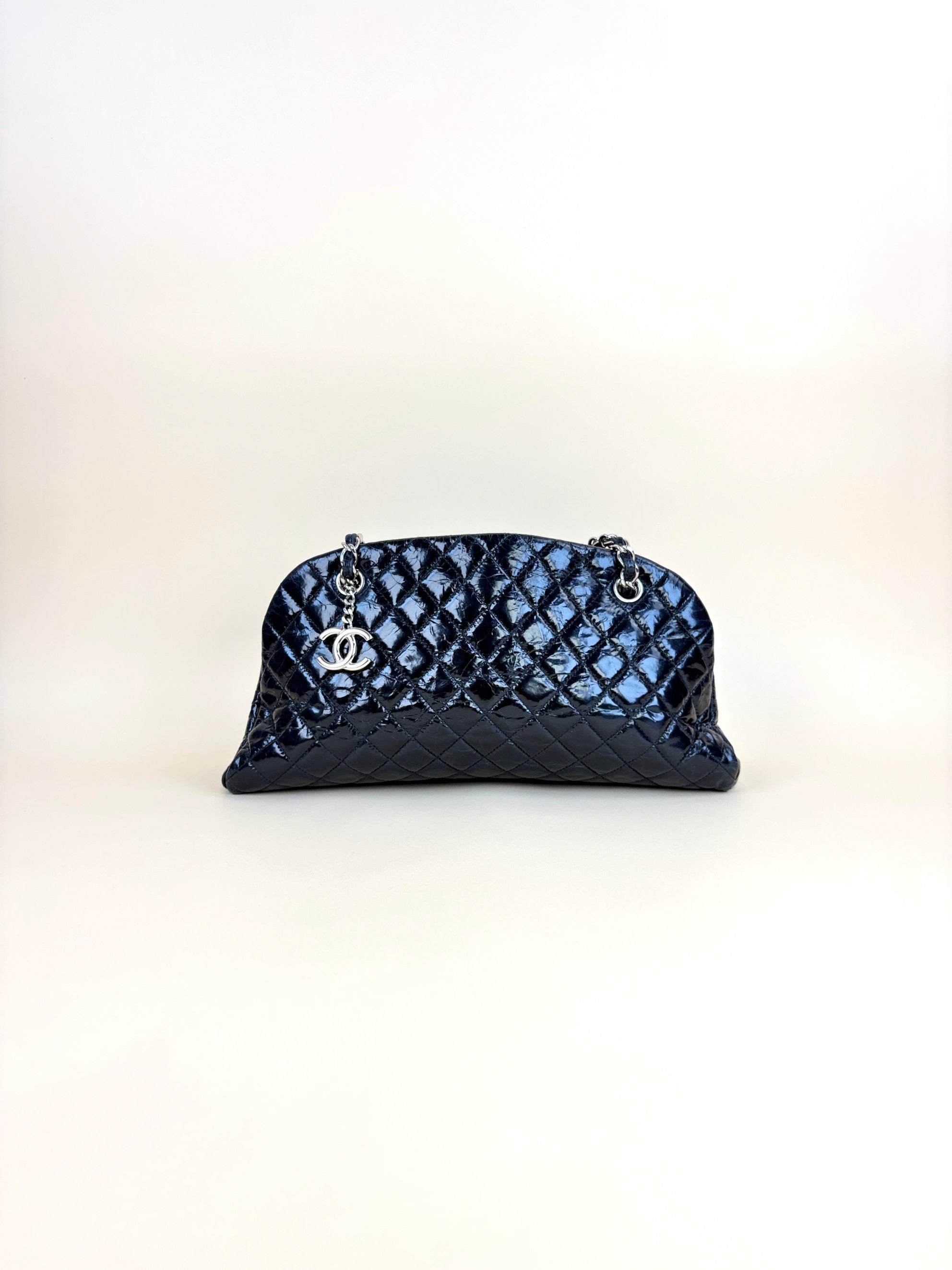 Chanel black quilted leather just mademoiselle bowling bag