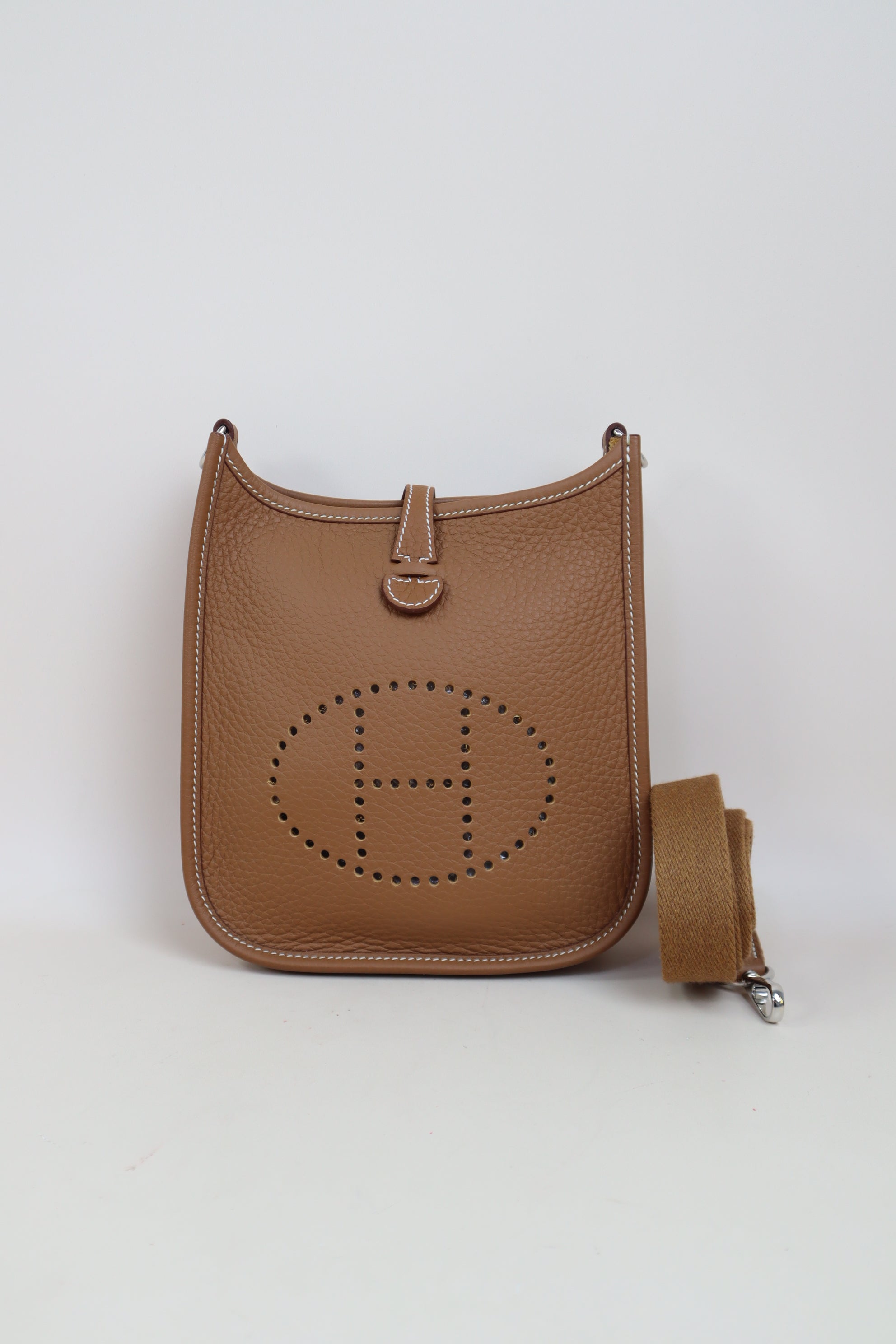 Hermes Gold Taurillon Mini Evelyne Bag