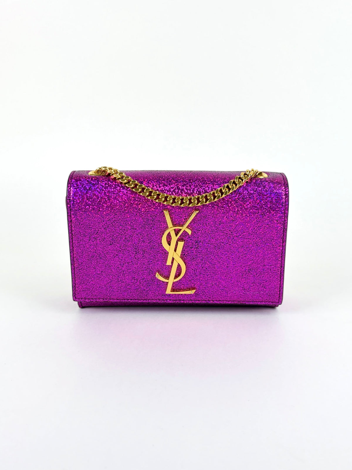 YSL pink glitter leather Kate small
