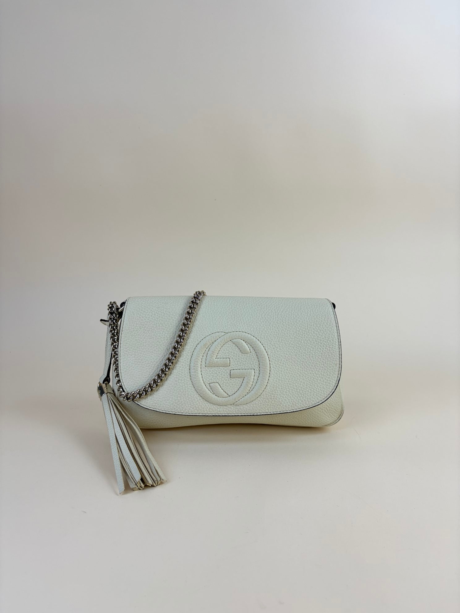 Gucci Off White Soho GG Chain Flap Shoulder Bag