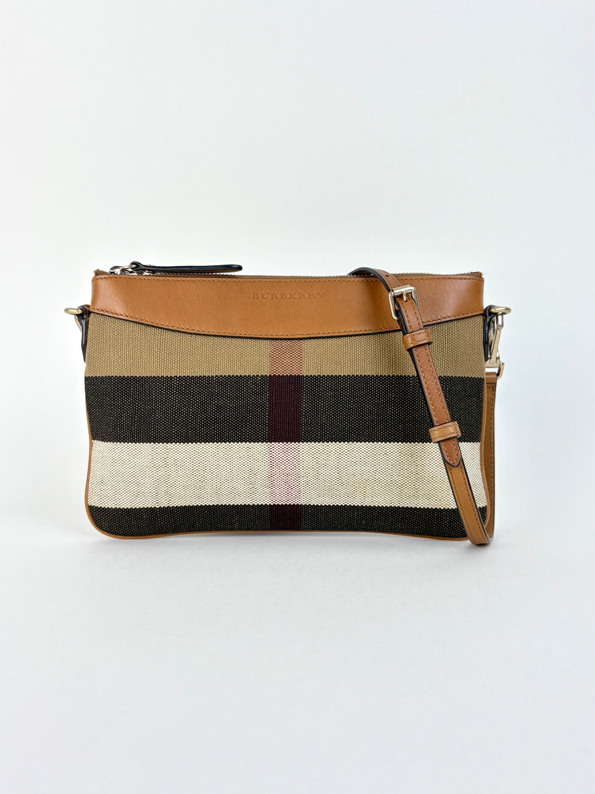 Burberry Peyton House Check canvas and brown leather