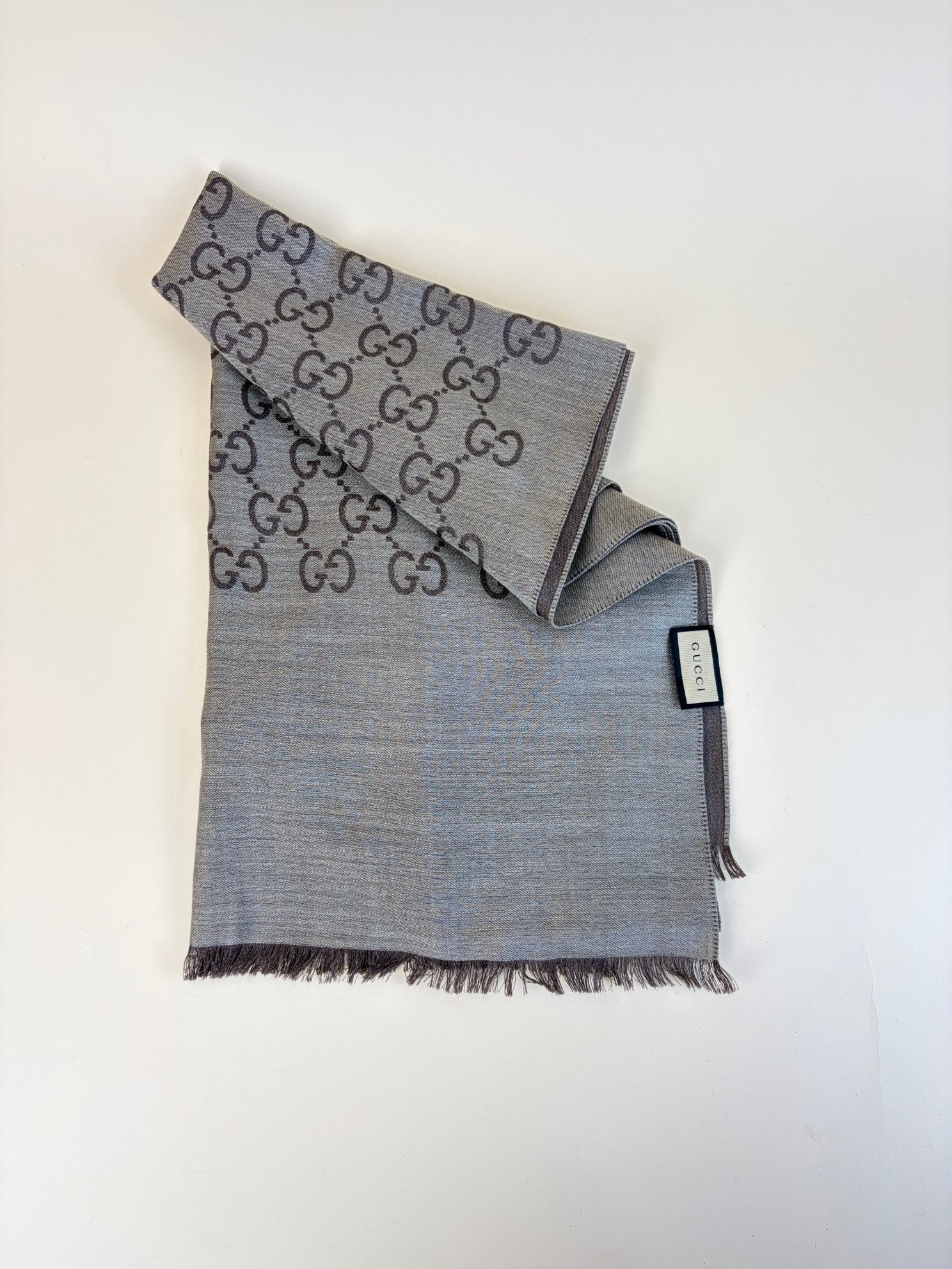 Gucci Dark Brown GG Monogram - Wool Scarf