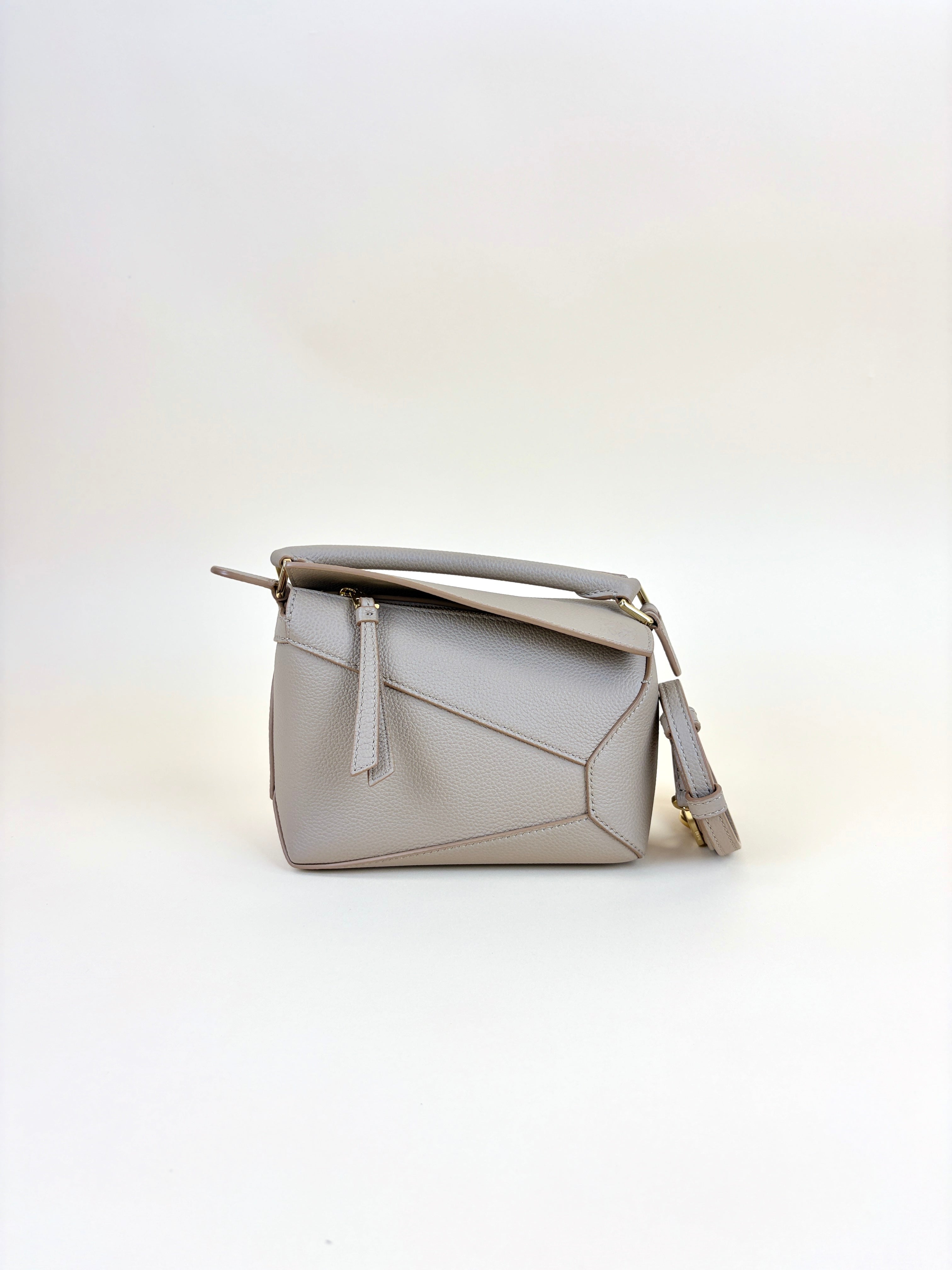Loewe clay soft grained calfskin miniPuzzle Edge Bag