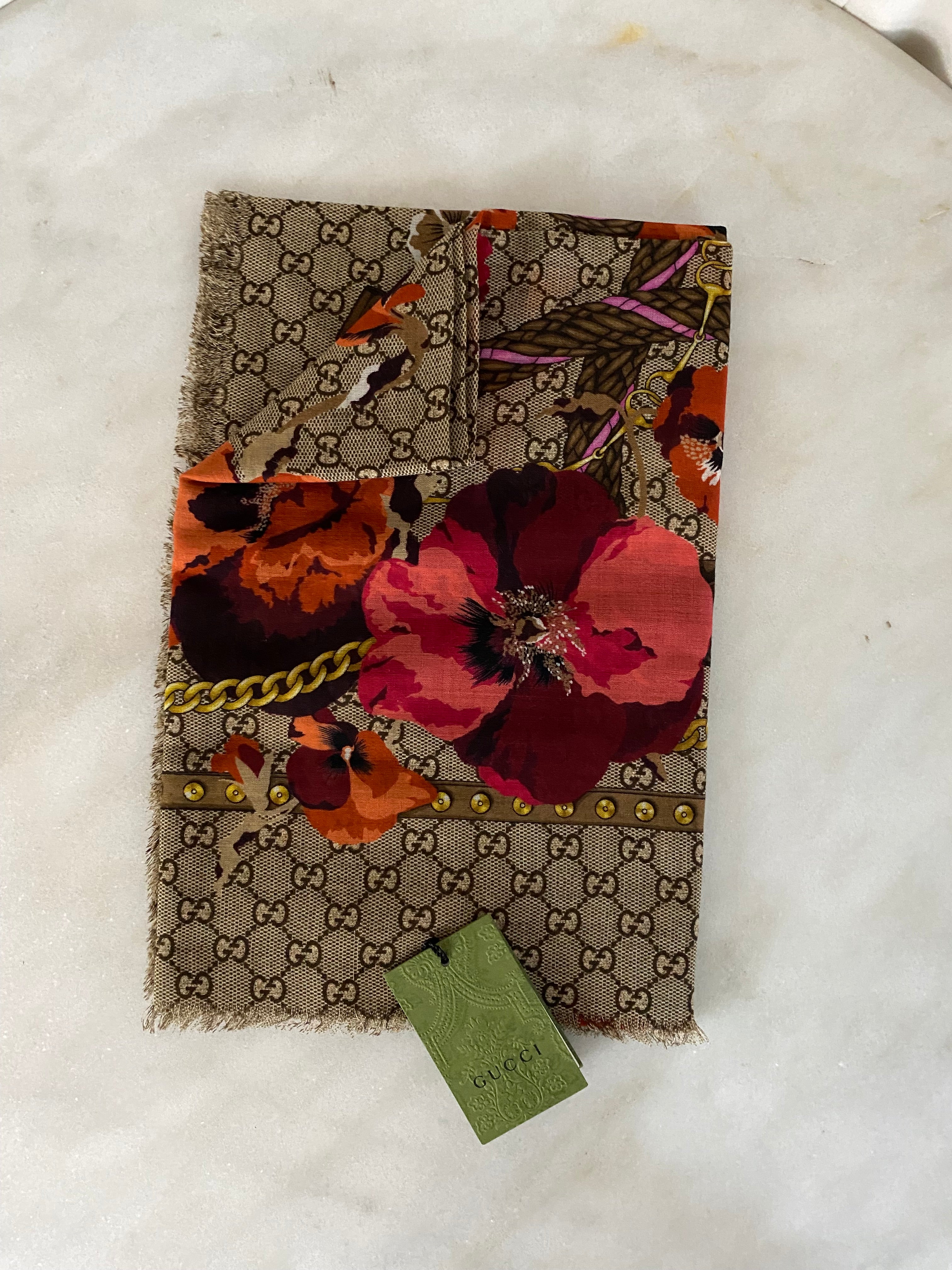 Gucci Bicolor GG Floral Scarf-Scarf-Gucci-The Closet Egypt