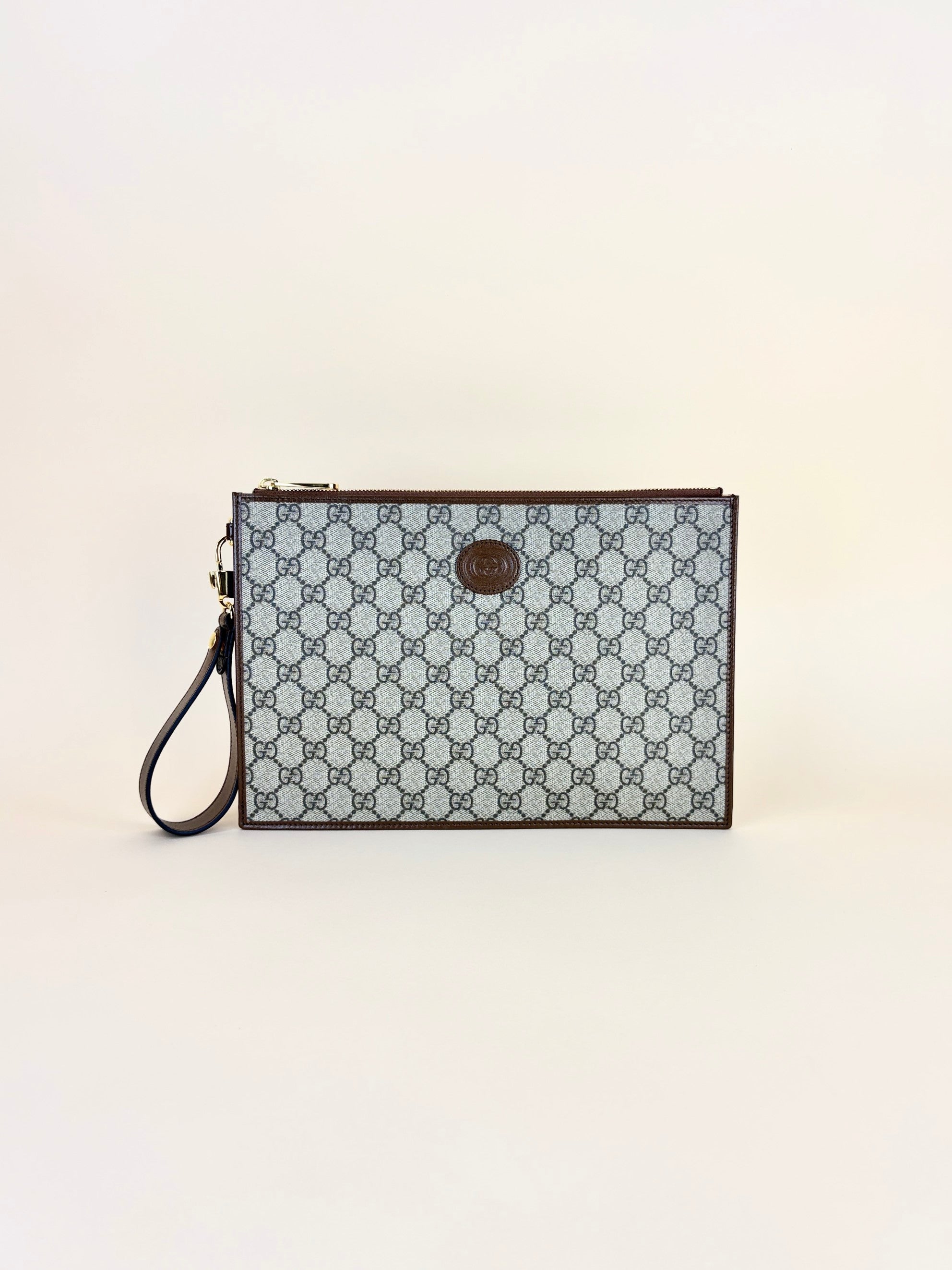 Gucci Brown GG Zip Pouch with Holder