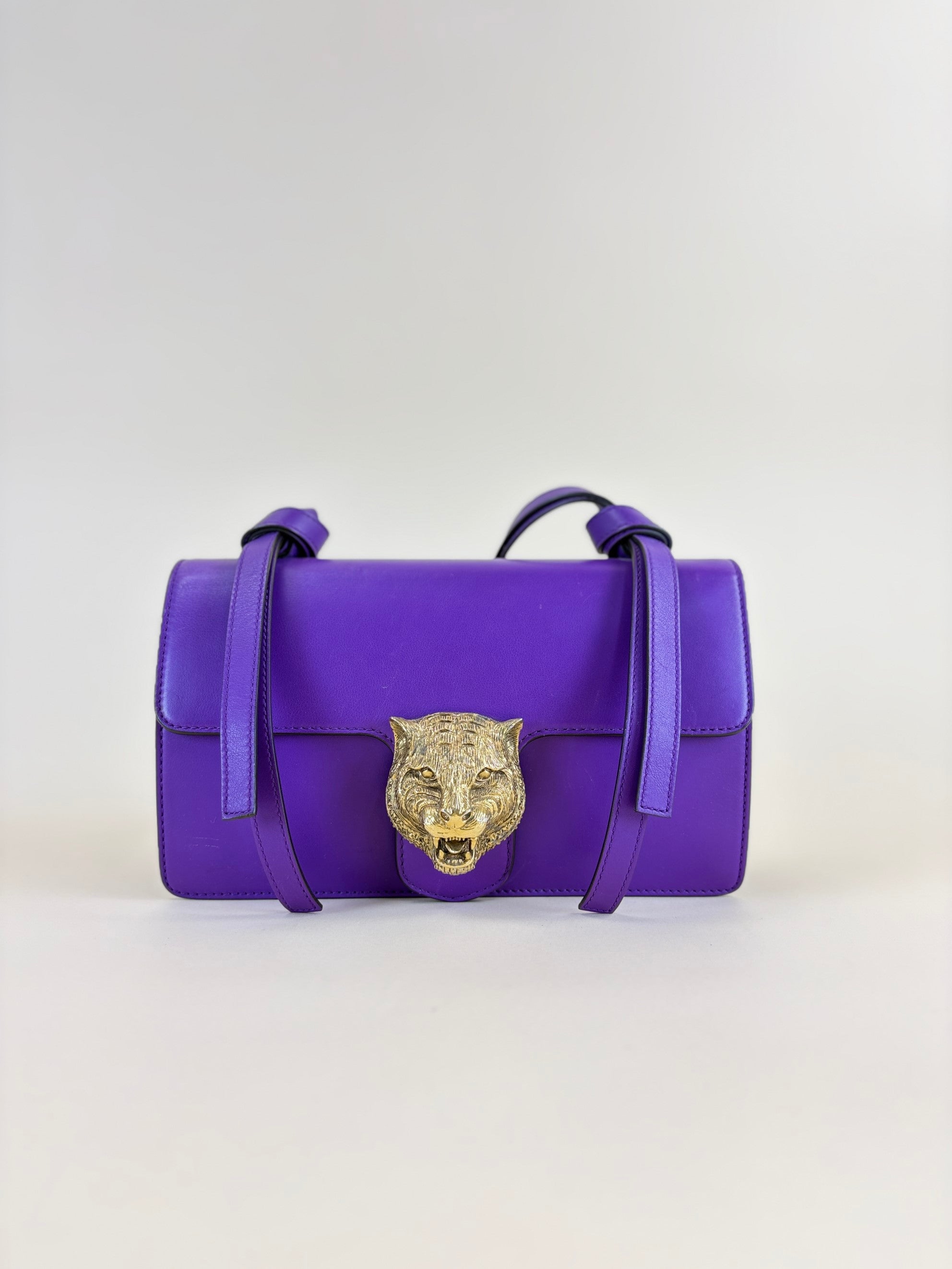 Gucci purple calf skin leather animalier shoulder bag