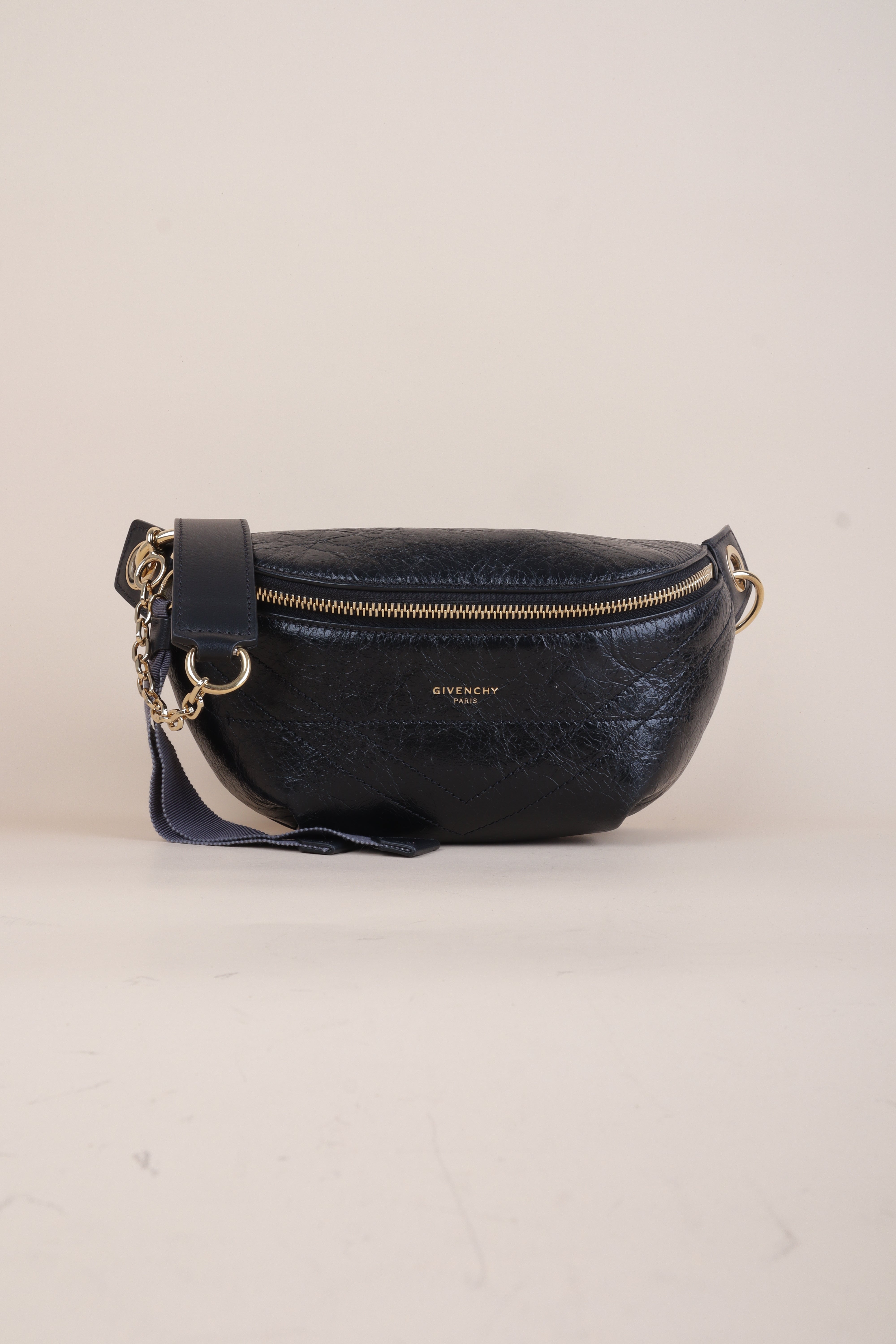 GIVENCGY CRACKLE CALFSKIN ID black bum bag