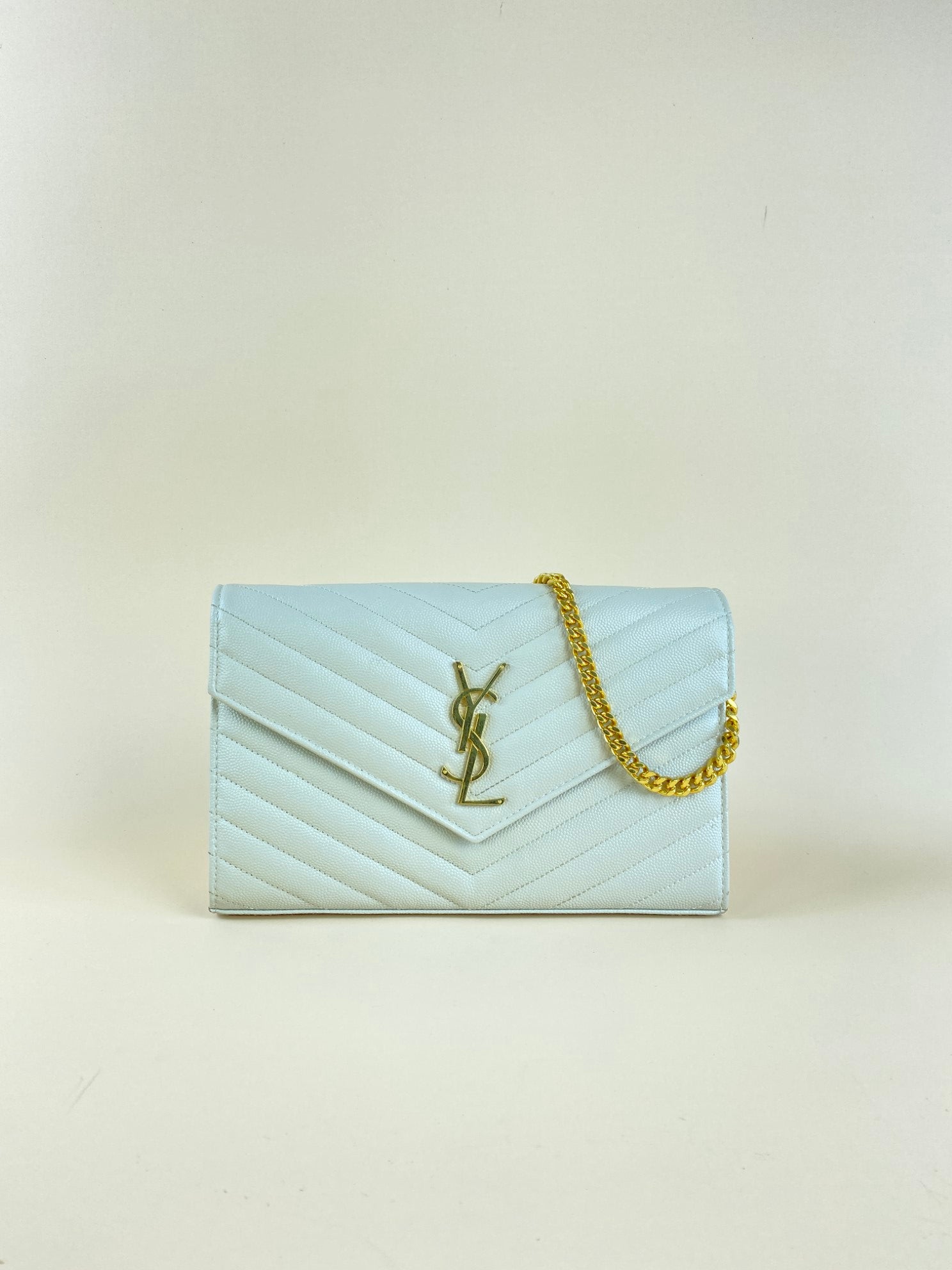 YSL Off White Classic Cassandre Chain Wallet