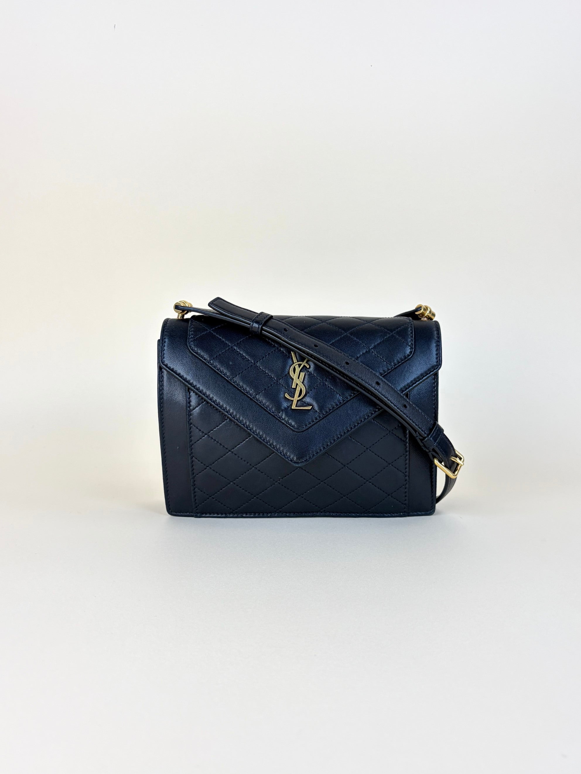 YSL Black lambskin quilted gabby satchel mini