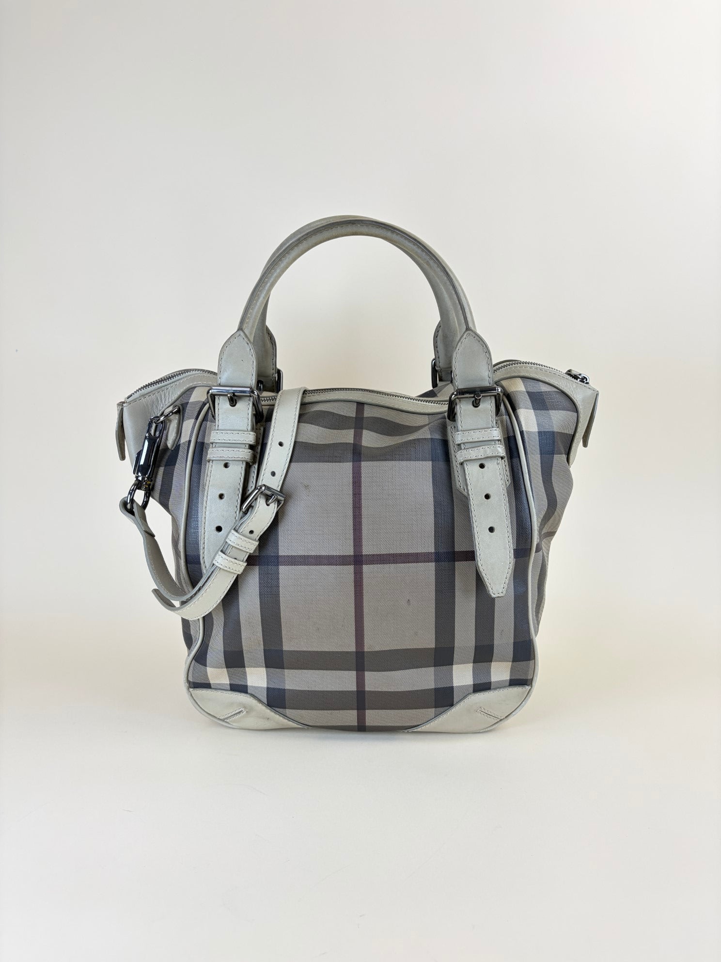 Burberry Beige Canterbury Smoked Check Tote Bag with Strap