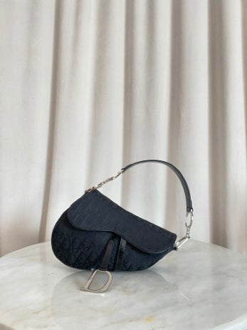 Christian Dior Black Oblique Jacquard Saddle Bag-handbag-Christian Dior-The Closet Egypt