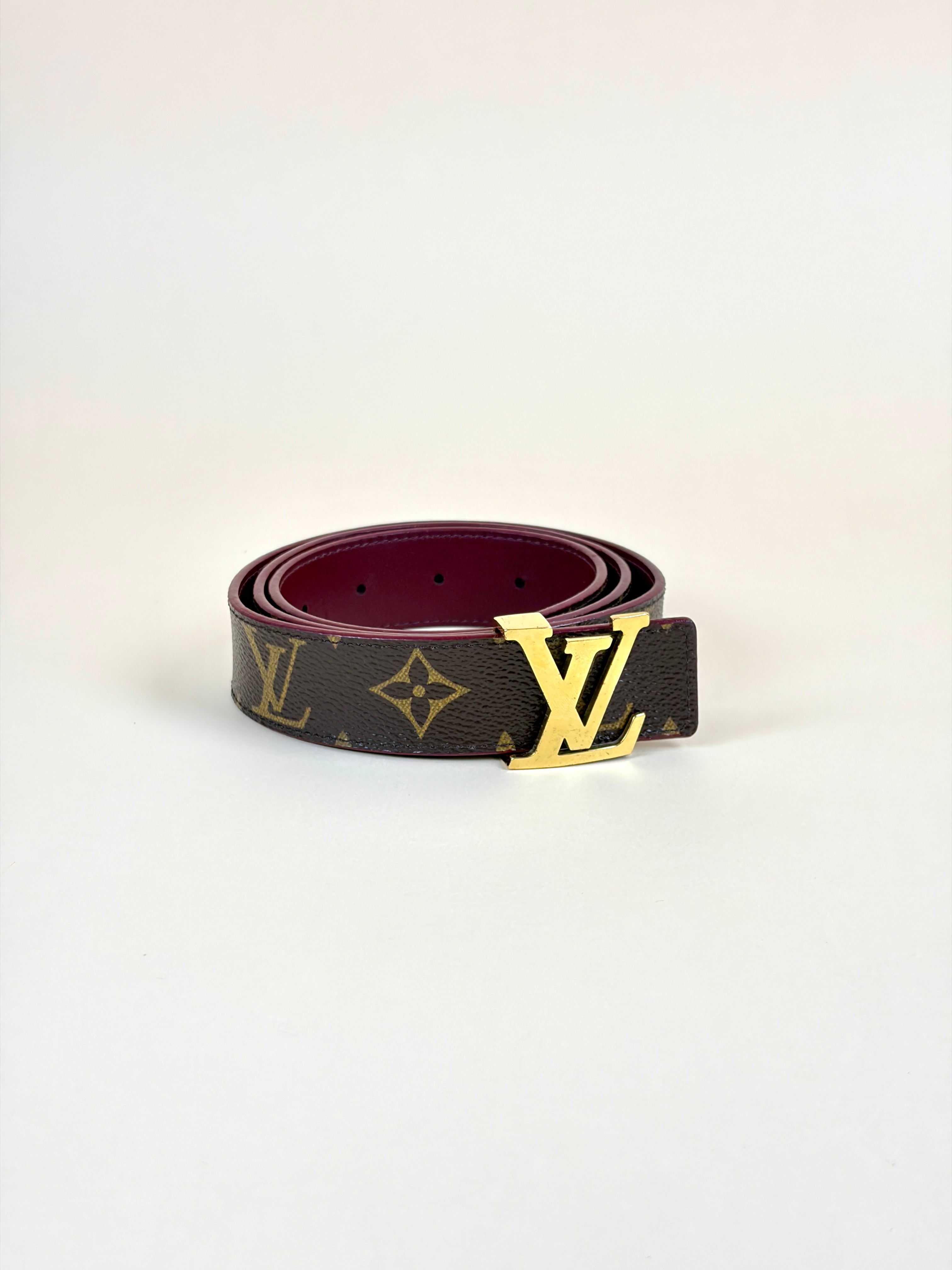 Louis Vuitton calfskin 30mm lv initiales reversible belt red leather