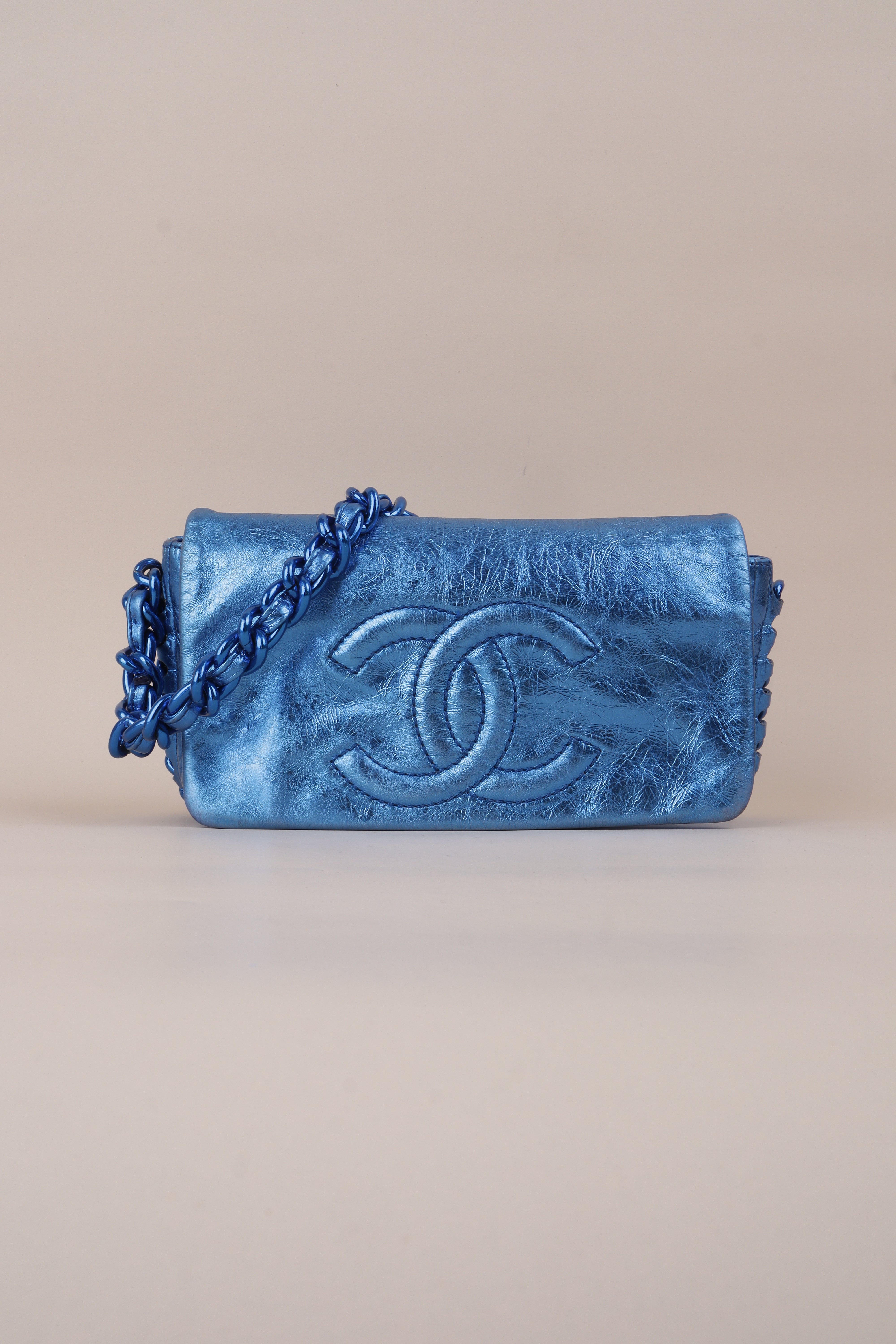 Chanel Metallic Blue CC Modern Chain Flap Shoulder Bag