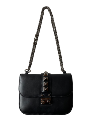 Valentino Black Rockstud Glam Lock Bag
