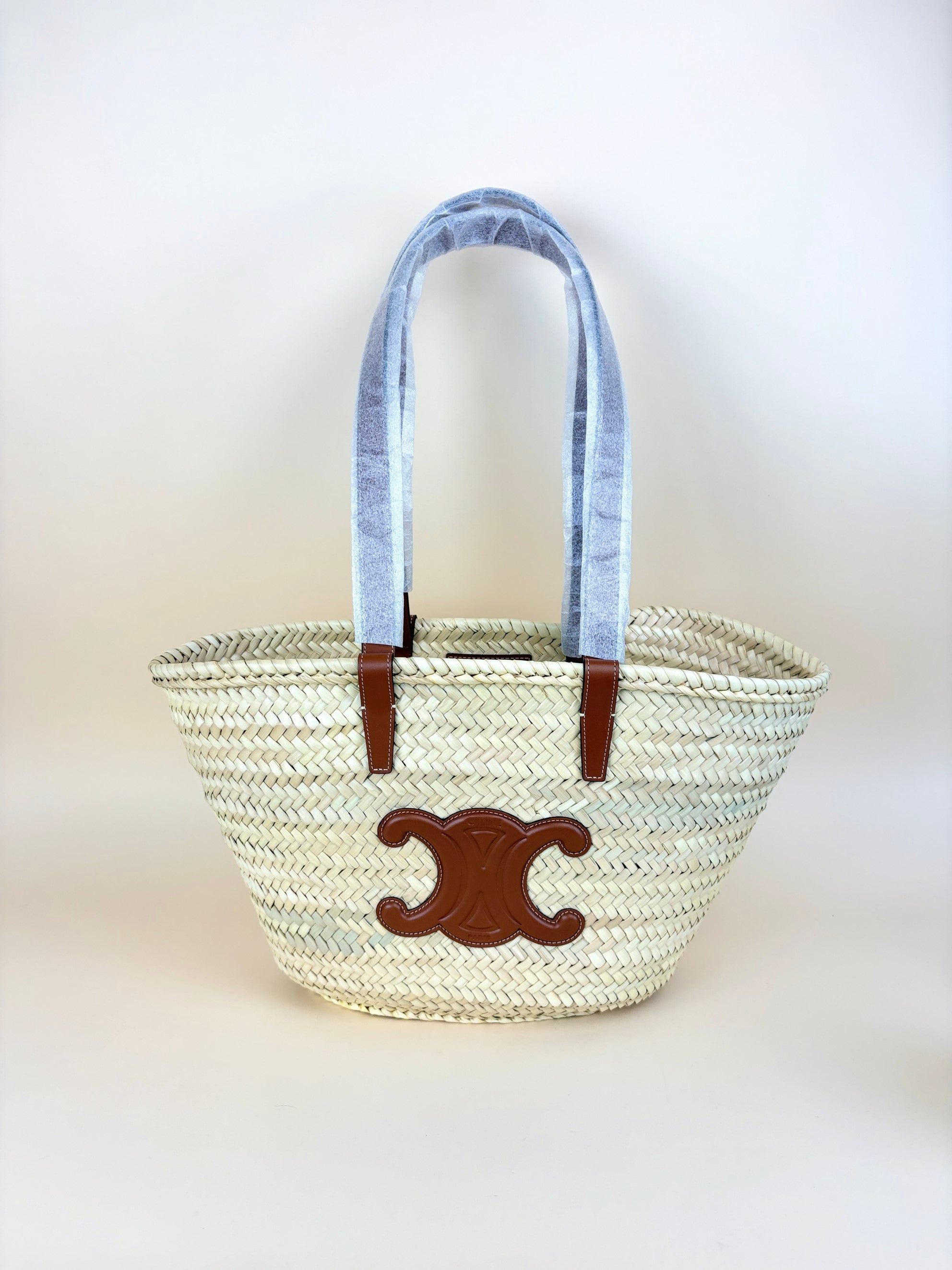 Celine Tan Triomphe Raffia Medium Panier Shoulder Bag