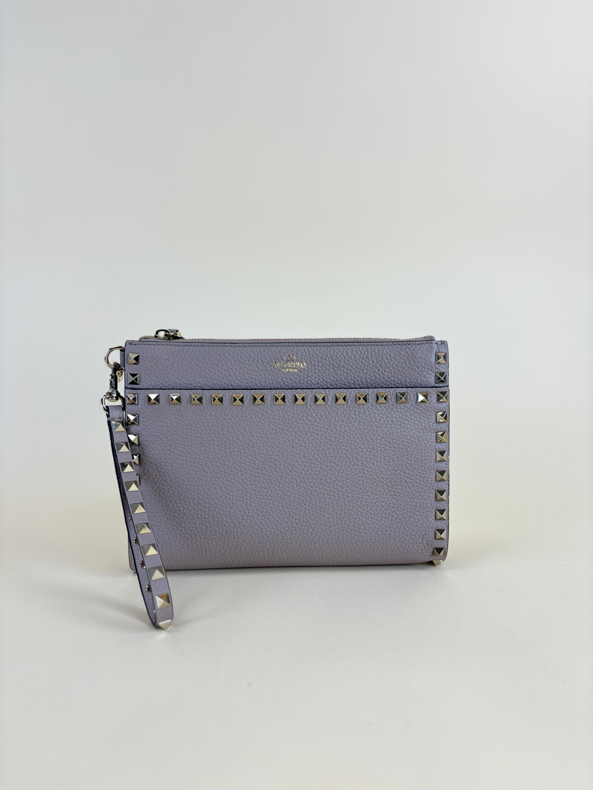 Valentino euro pebbled calfskin medium rock stud flap pouch