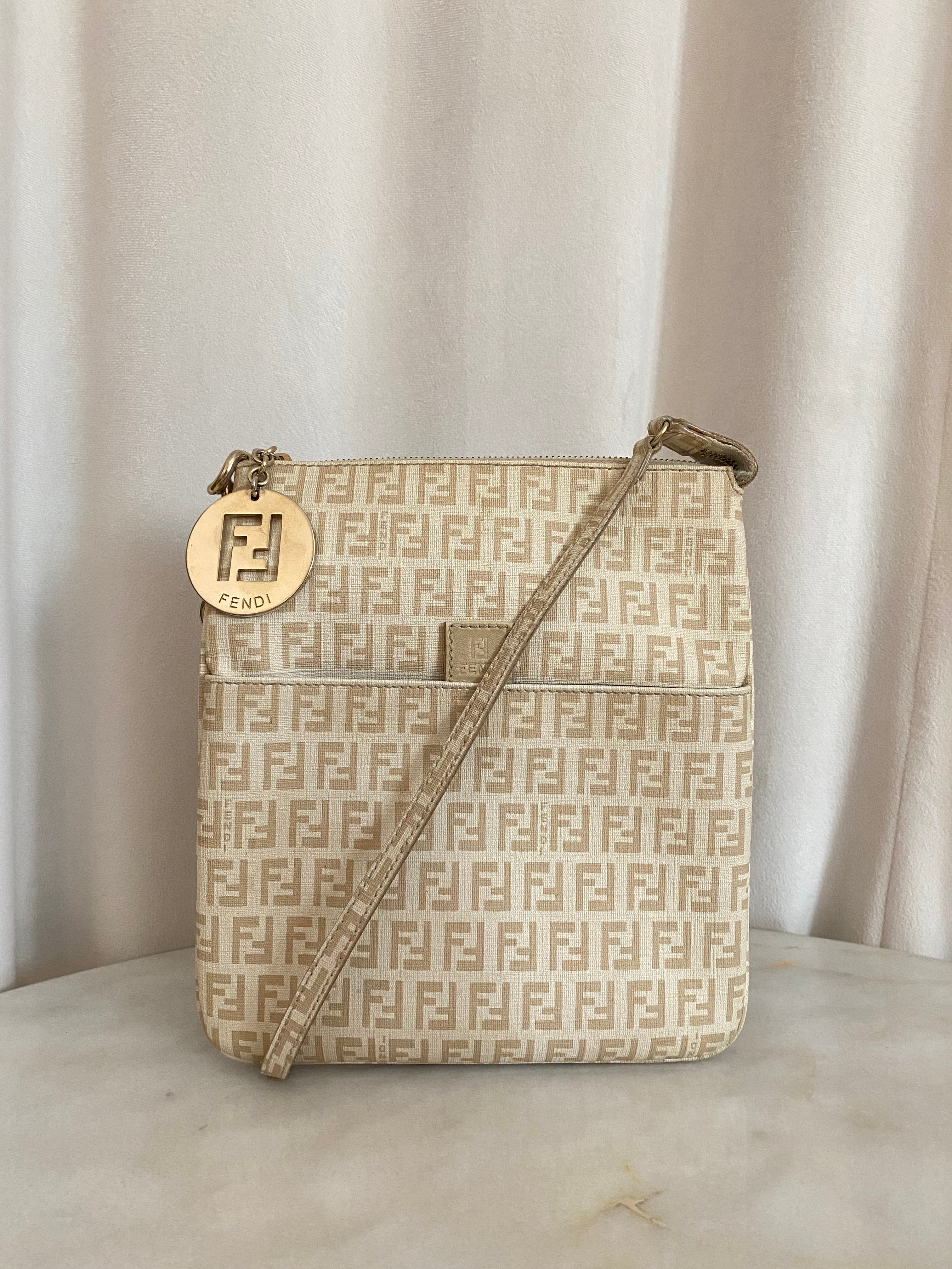 Fendi Beige Zucchino Crossbody Bag-handbag-Fendi-The Closet Egypt