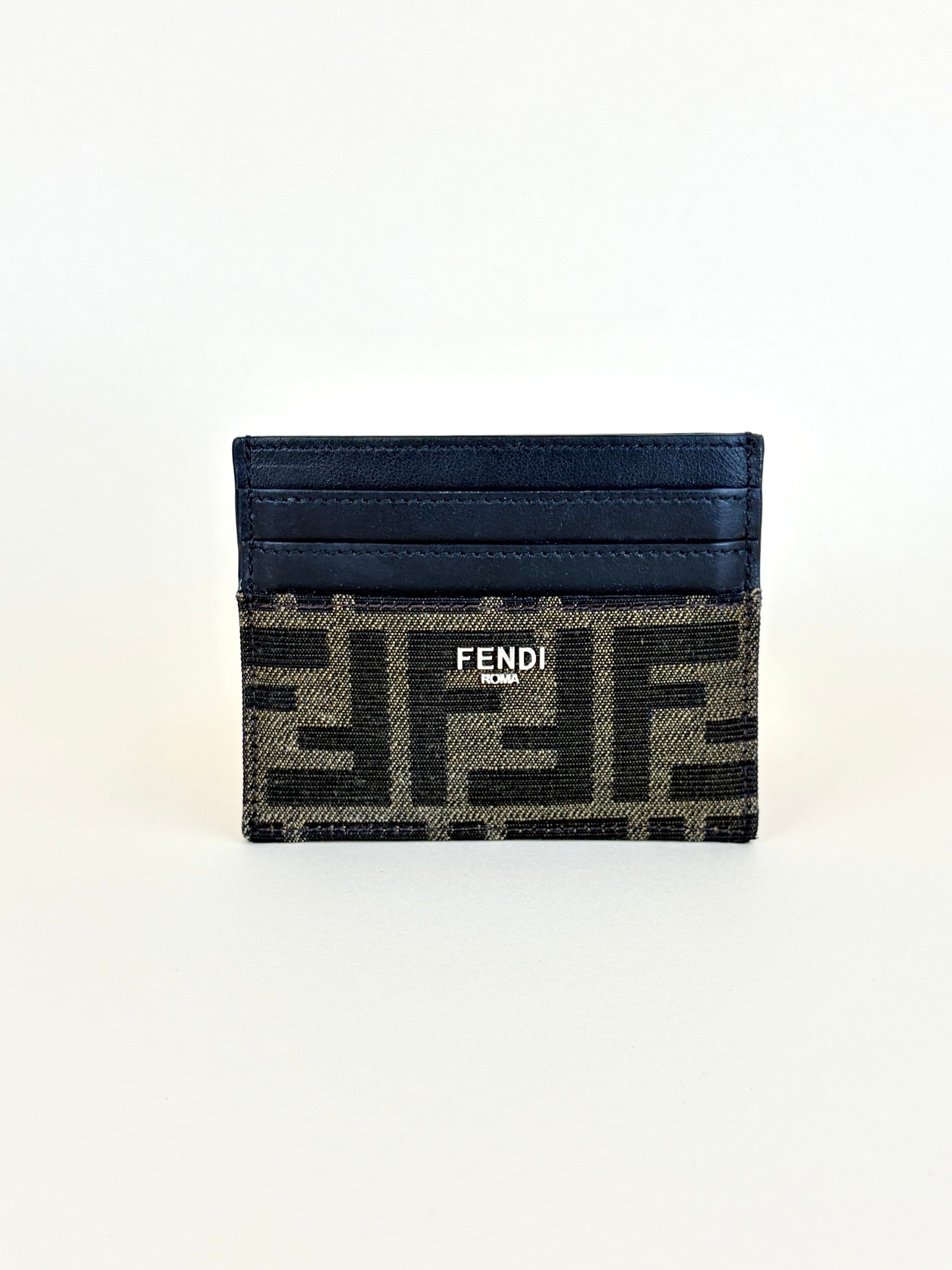 Fendi ff-jacquard leather card holder