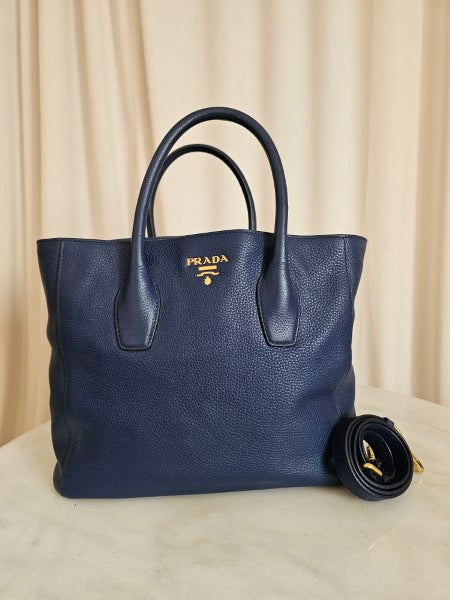 Prada Blue Vitello Daino Tote Bag-handbag-Prada-The Closet Egypt