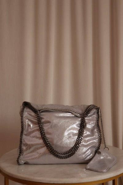 Stella Mccartney Silver Falabella Large Bag W/ Chain