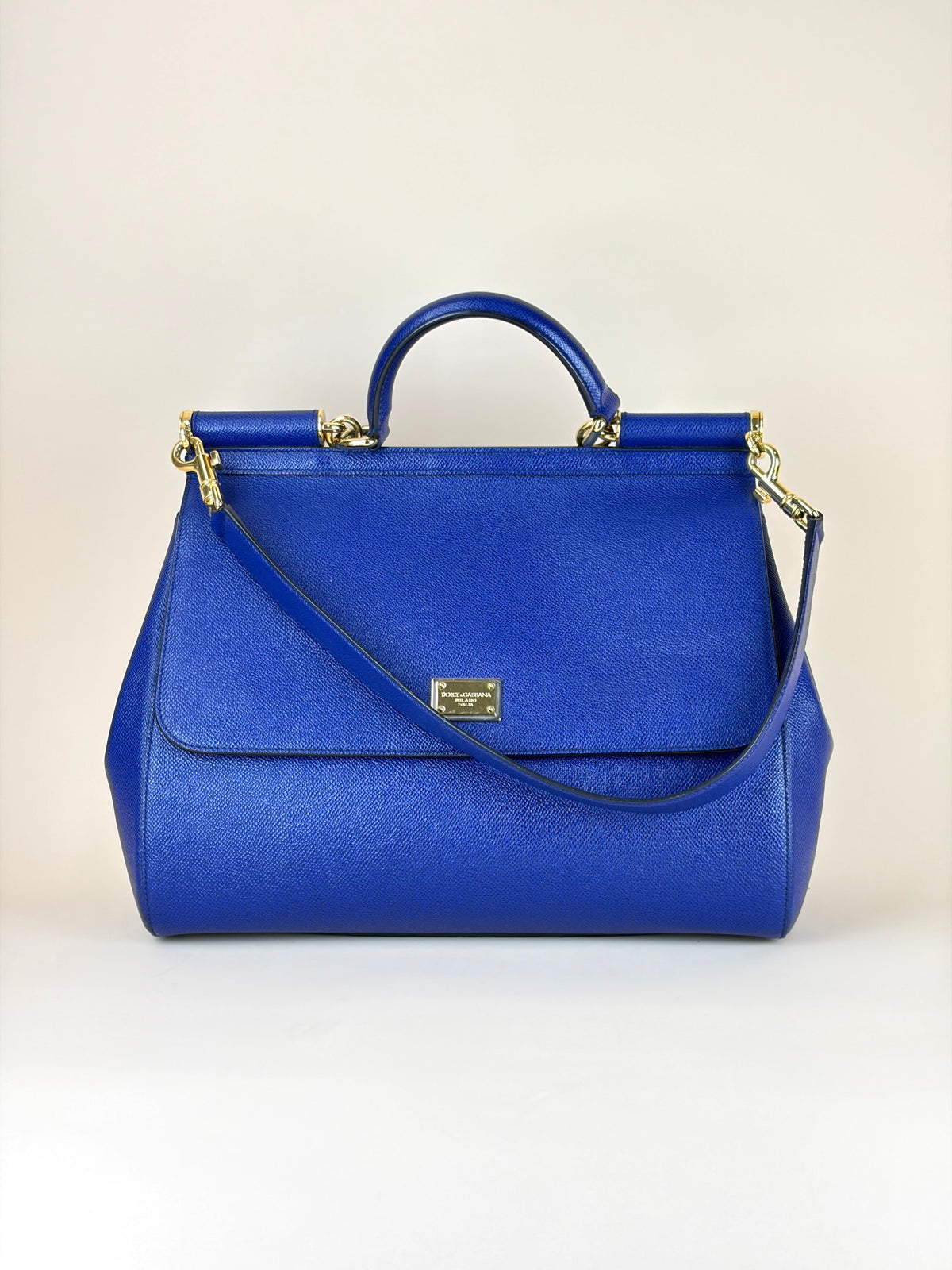 Dolce & Gabbana blue Sicily maxi Dauphine calfskin Bag